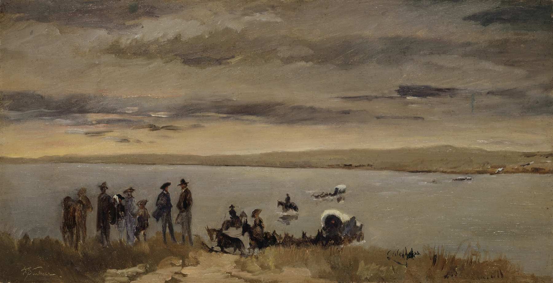 Landscape of the Platte River by Frank Buchser, oil painting