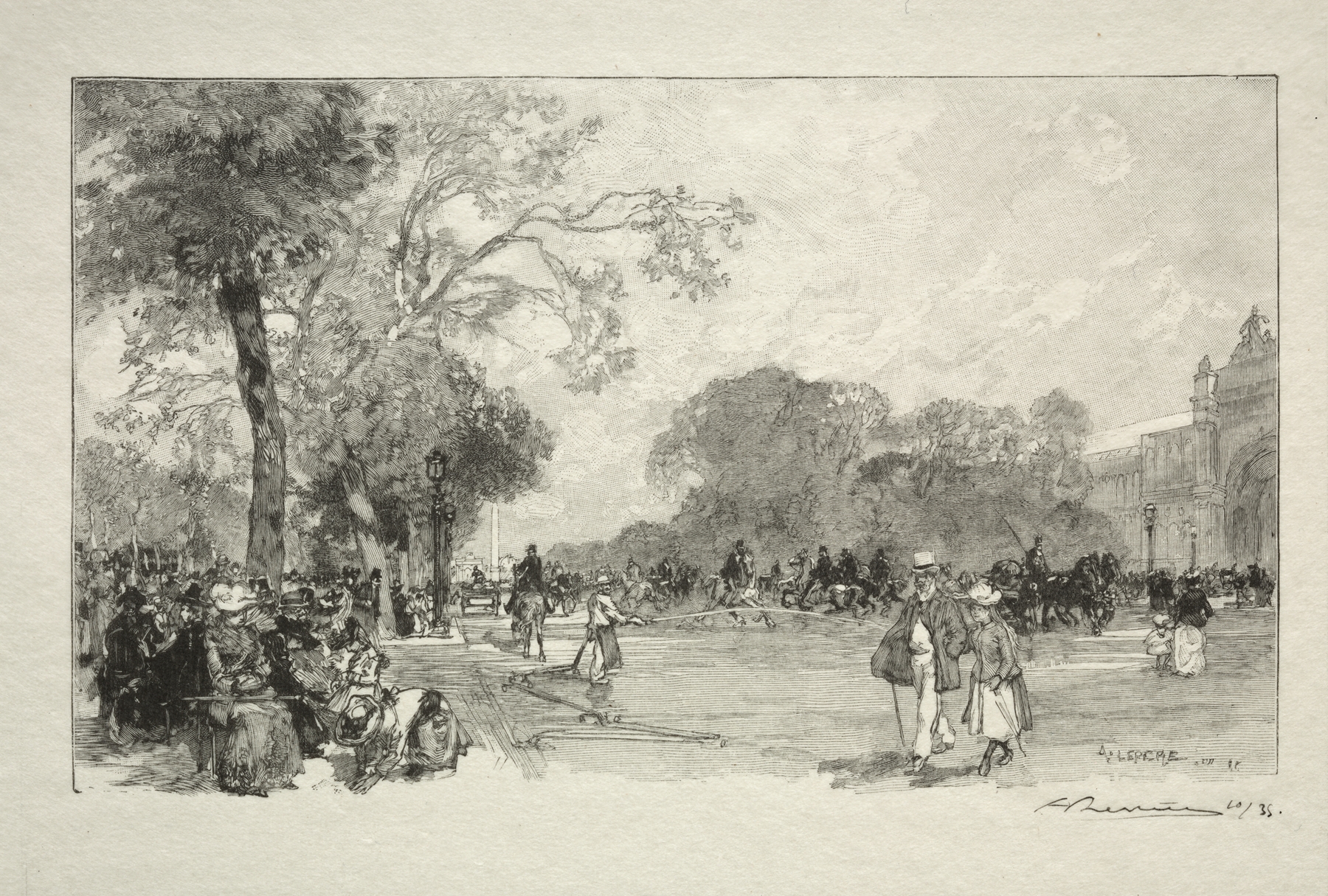 L’Avenue des Champs Elysées, by Auguste Louis Lepère, public domain