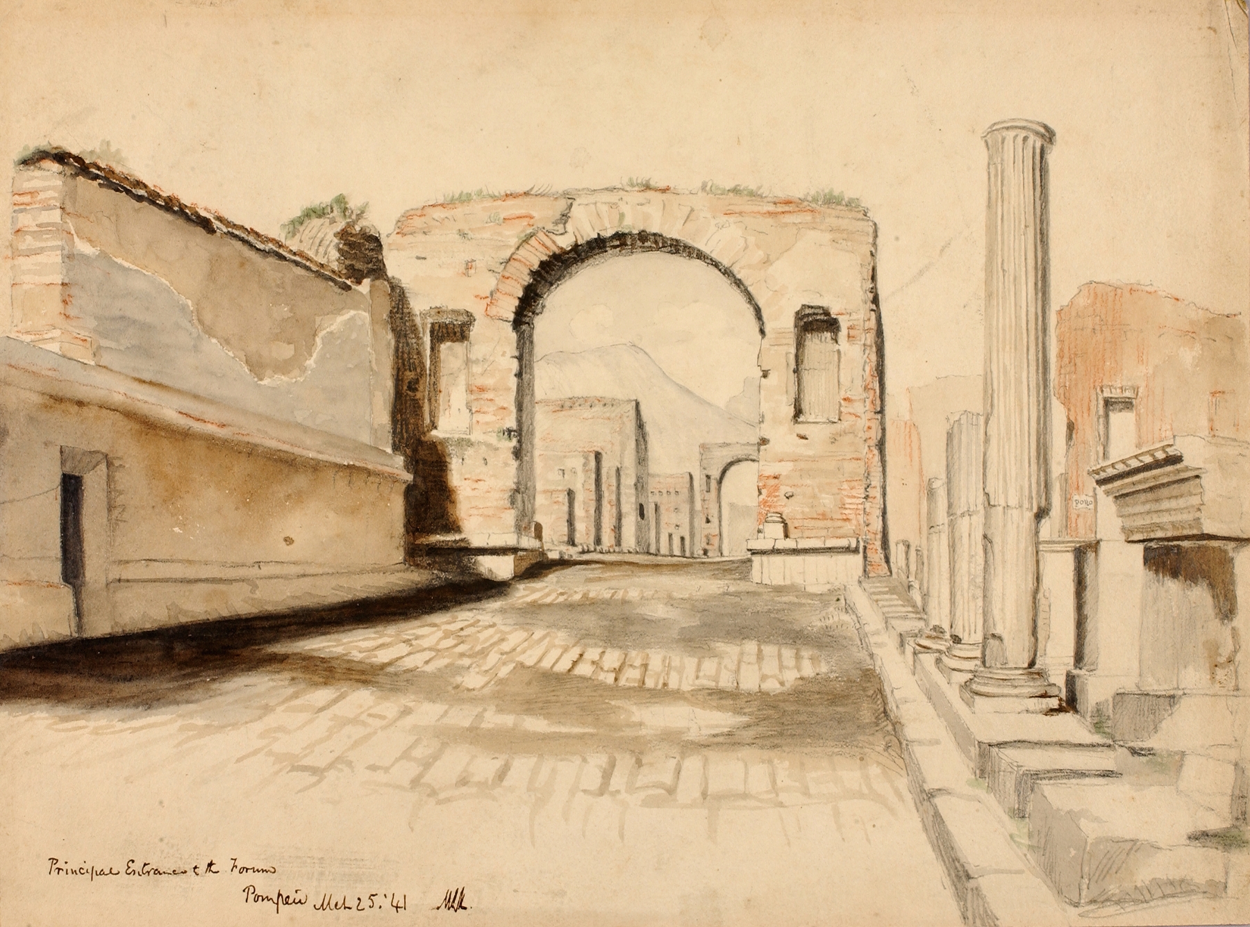 Principal Entrance To The Forum, Pompeii, oil on canvas by Miner Kilbourne Kellogg