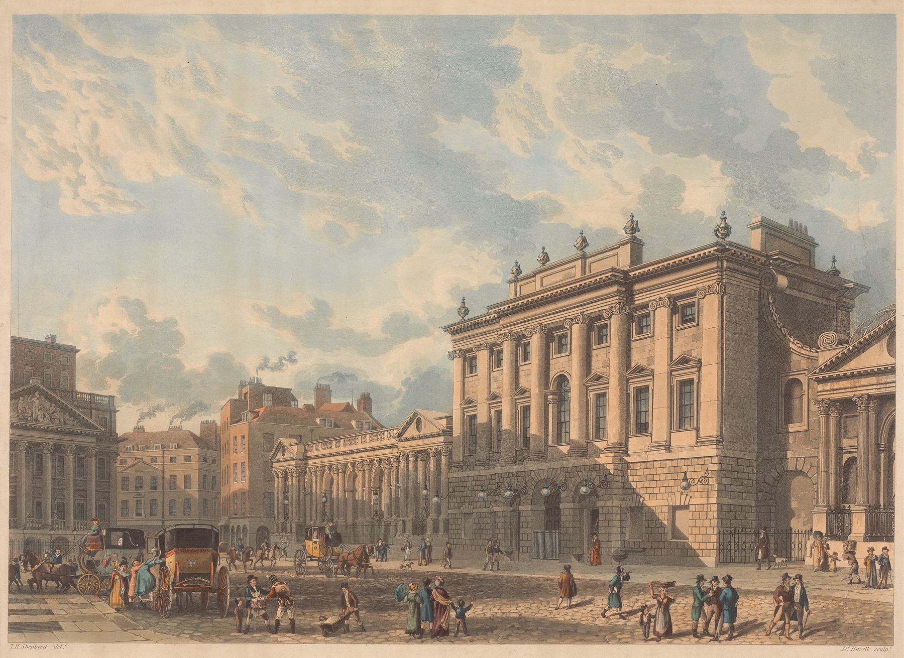 A View of the Bank of England, neoclassical architecture by Thomas Hosmer Shepherd