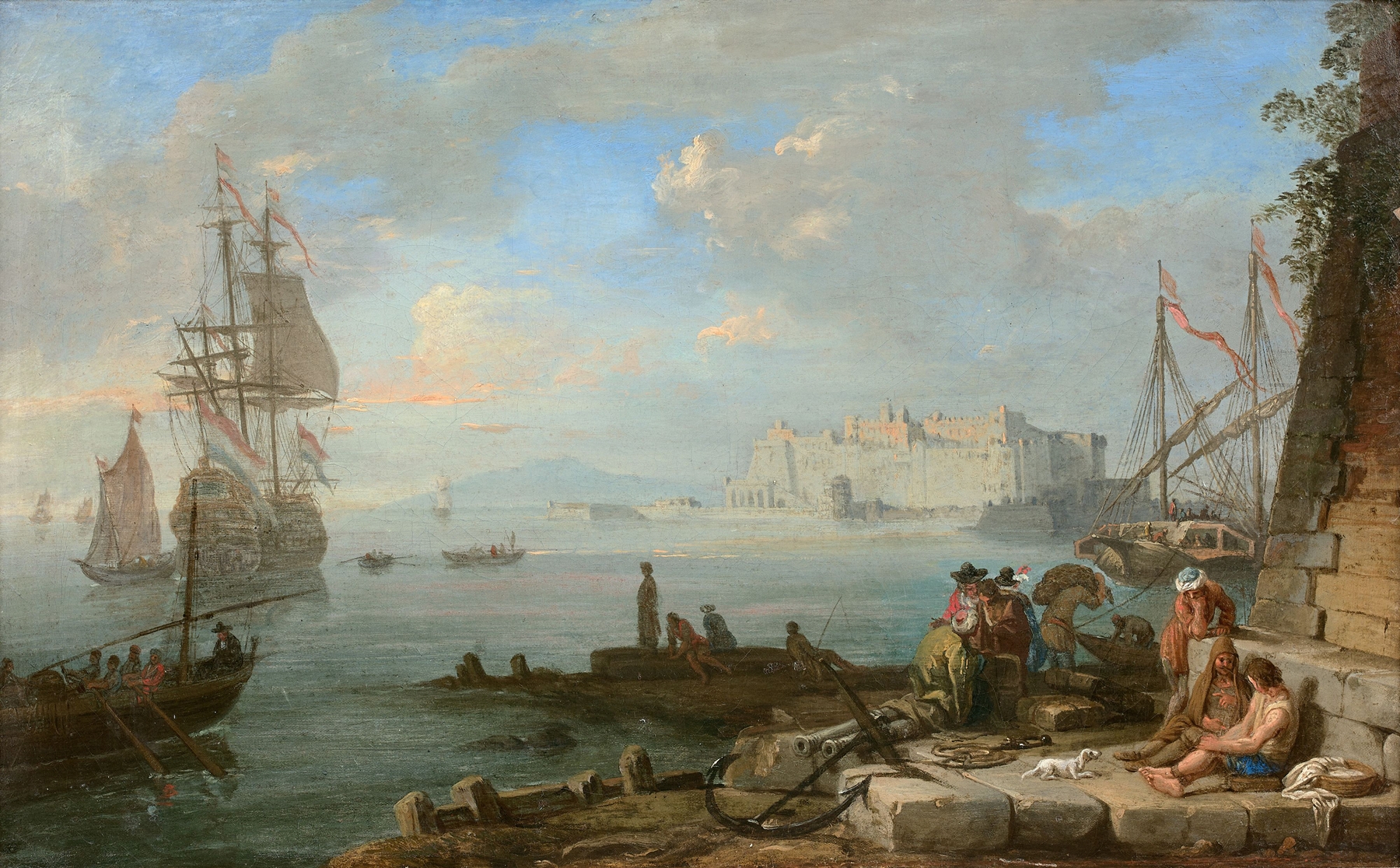 Vue du Castel dell’Ovo dans la baie de Naples, oil on canvas by Adrien Manglard