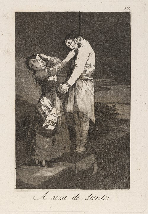 A group of figures is depicted in a dark forest, searching for lost teeth.
