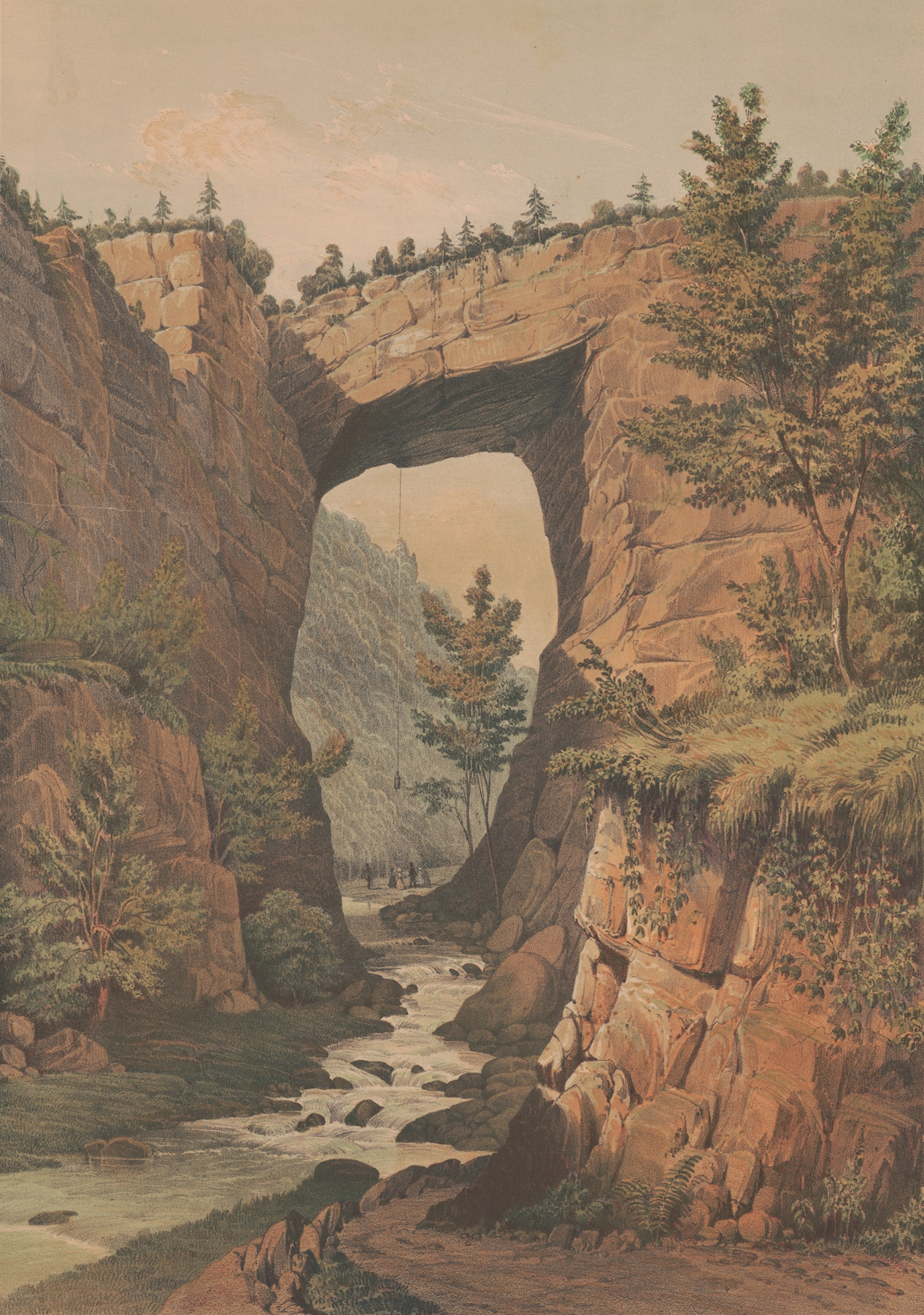 The natural bridge, Rockbridge County, Va. from a sketch by Maj. Ths. H. Williamson, by James Fuller Queen, public domain