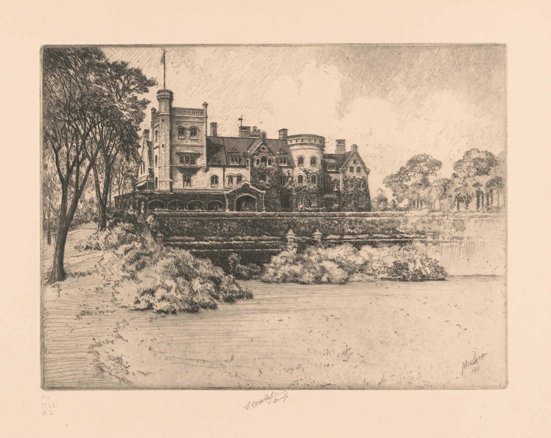 View of Rockwood, Tarrytown on the Hudson, etching by Charles Frederick William Mielatz