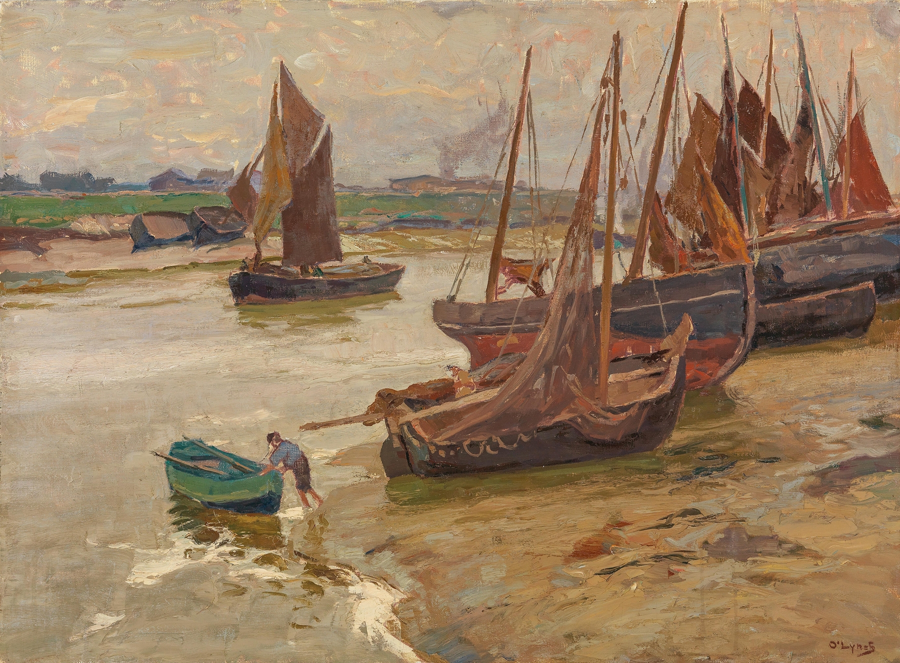 Landscape with gray hues by Carl O'Lynch, oil painting