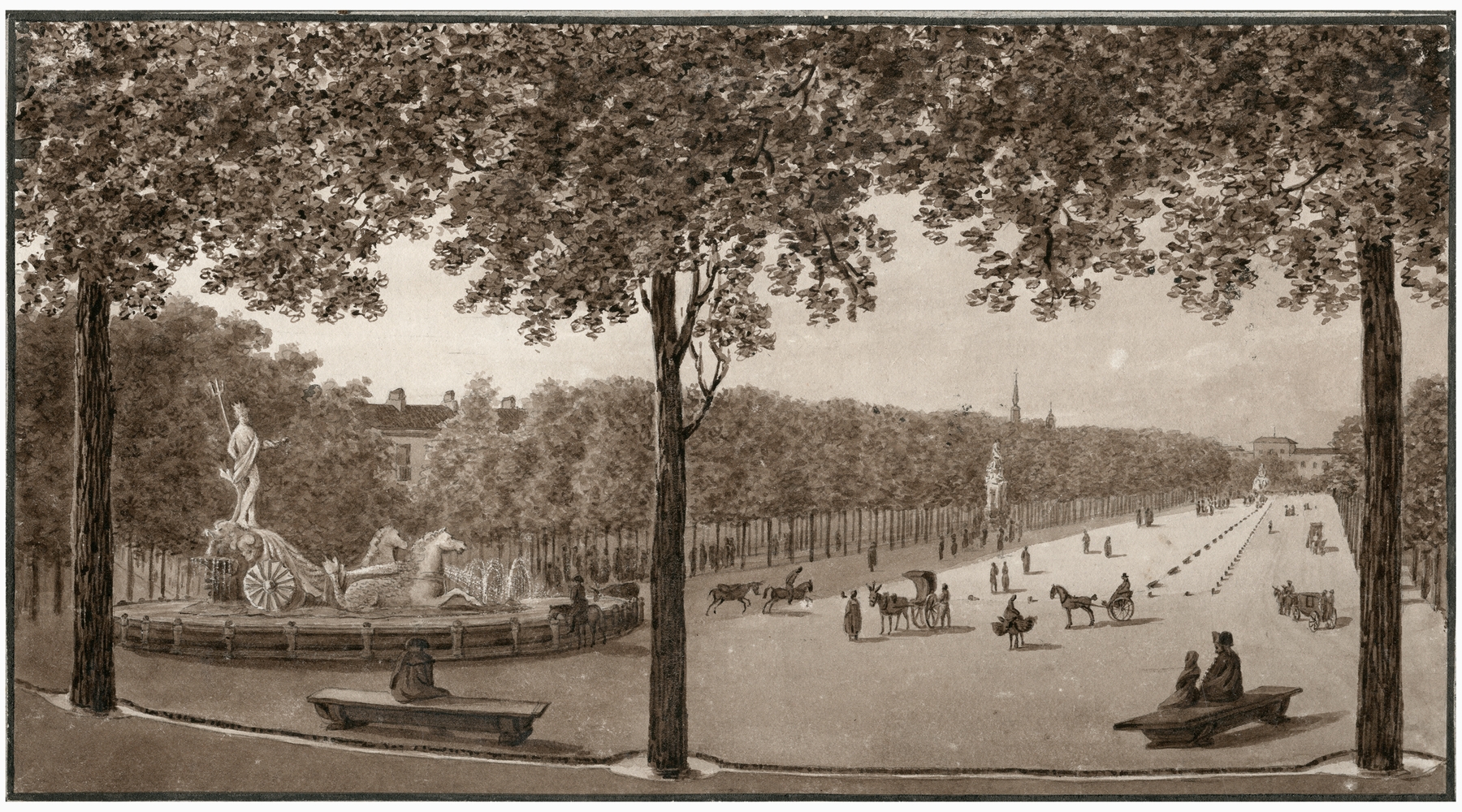 Het Prado in Madrid by Otto Howen, impressionism, architecture
