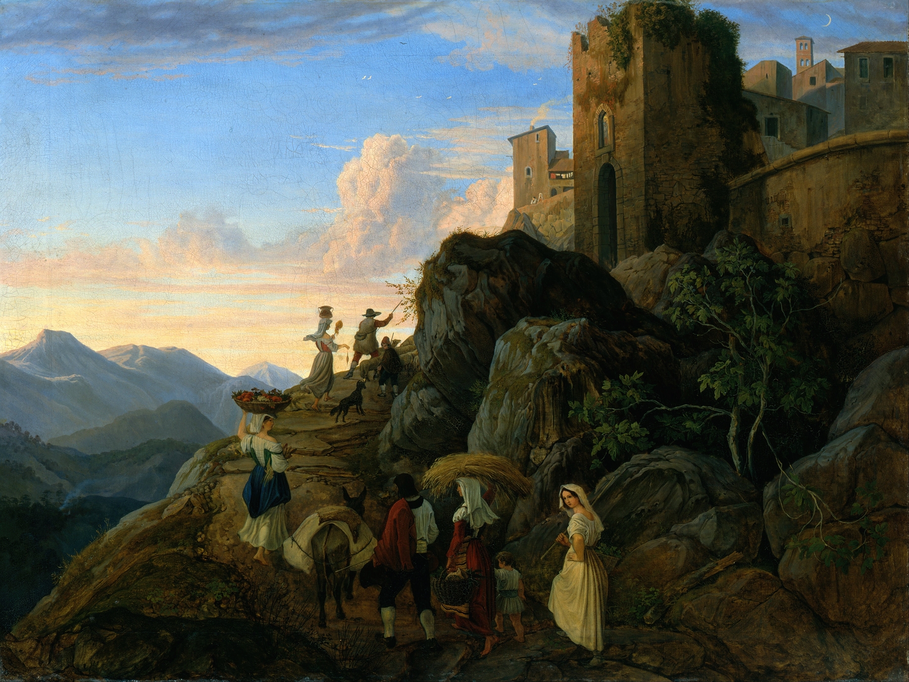 Civitella by Adrian Ludwig Richter, oil painting depicting soft hills in golden light