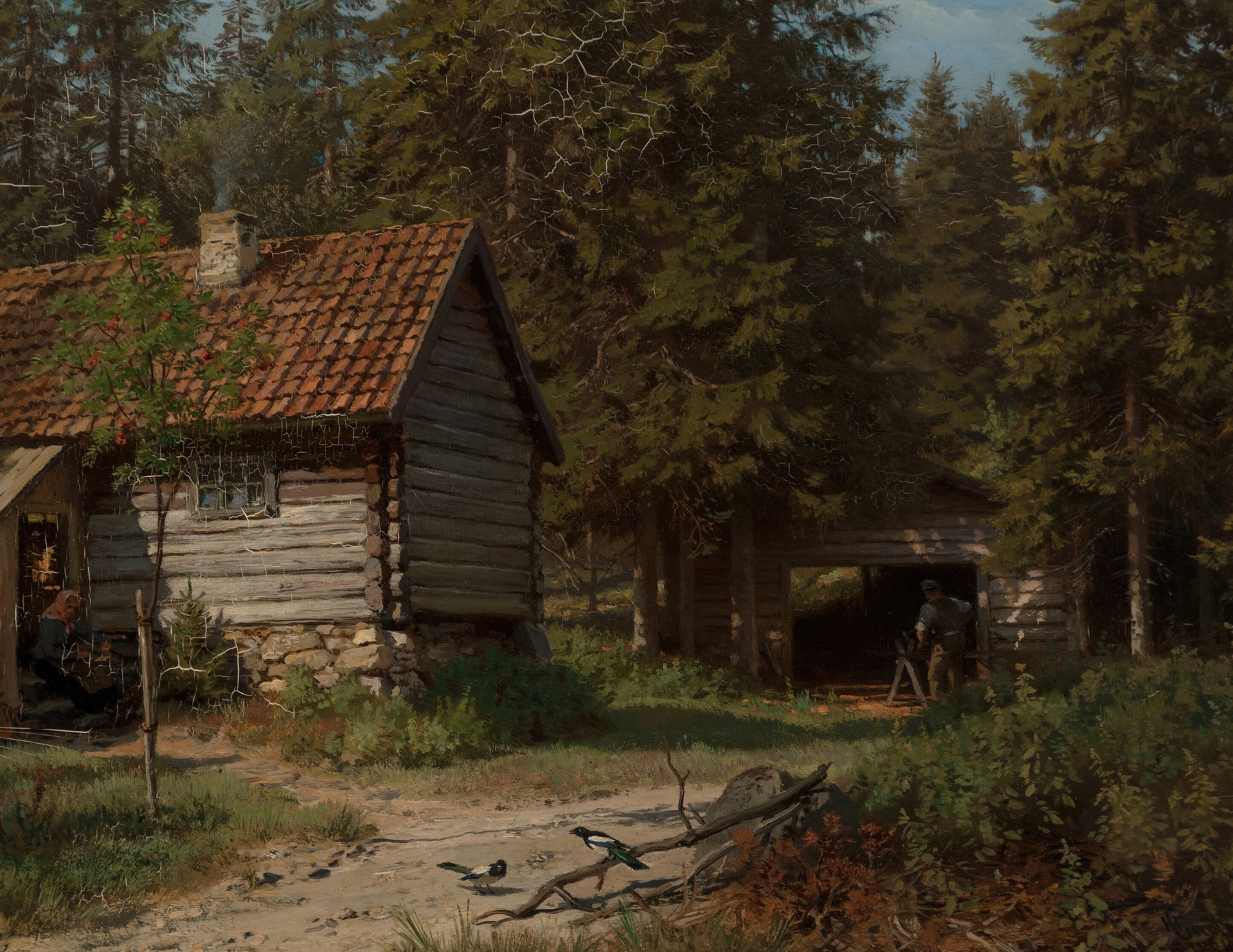 Woodland cottage, by Hans Gude, public domain