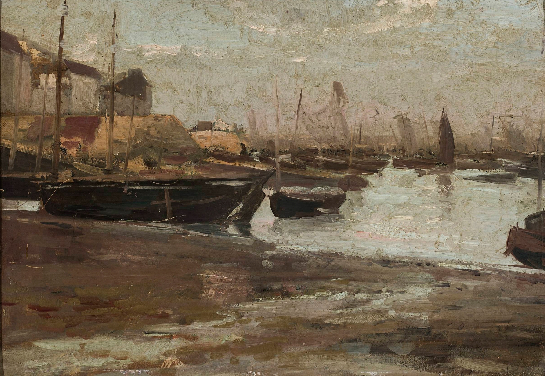 Fishing port, sketch, by Aleksander Gierymski, public domain