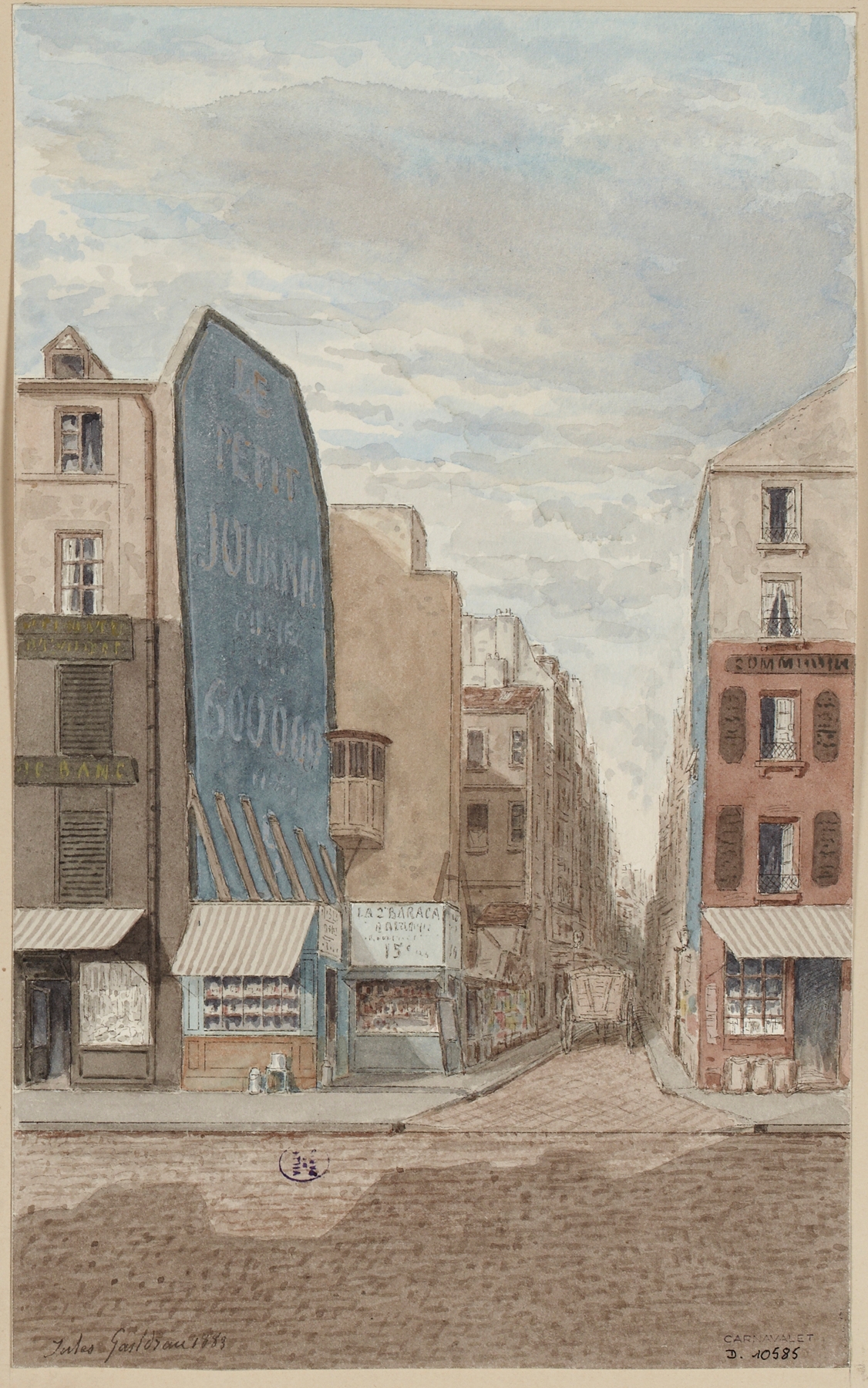 Landscape oil painting by Jules Gaildrau depicting a Paris street.
