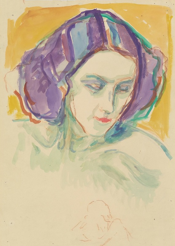 Edvard Munch's 'Female Head' captures the essence of human emotion through its striking features.