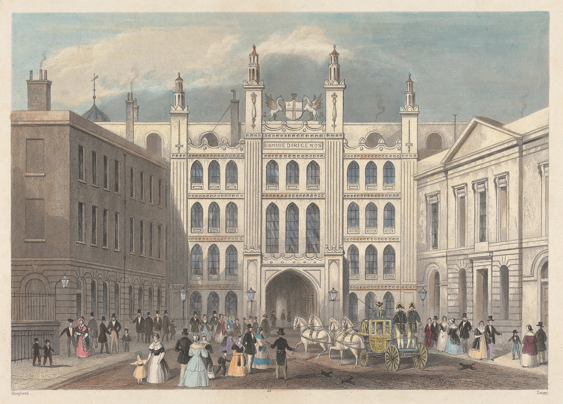 Guildhall, King Street by Thomas Hosmer Shepherd, oil on canvas depicting a historic stone façade.
