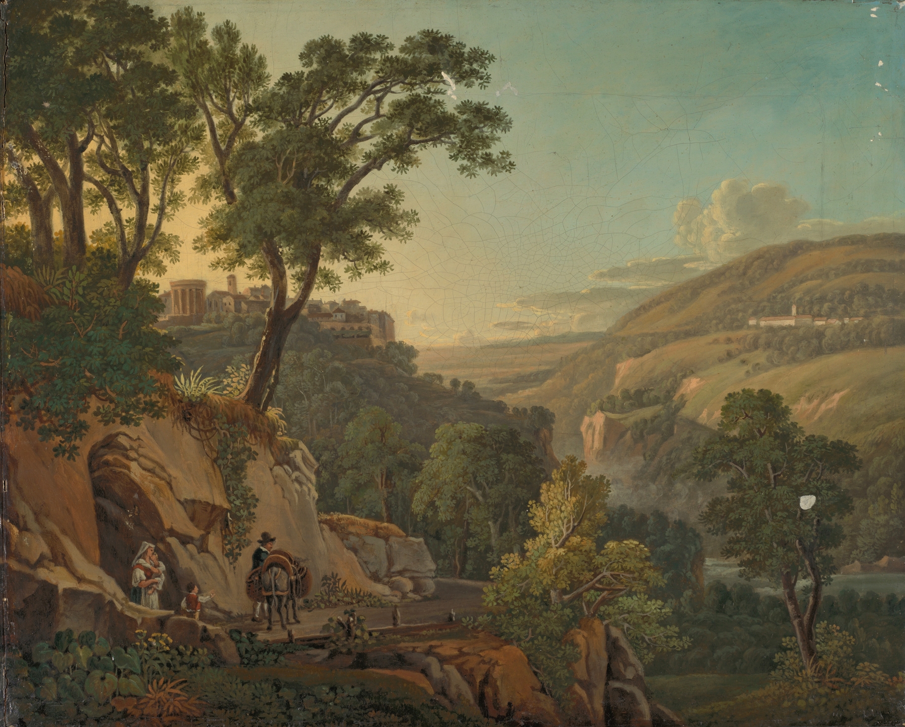 Landscape near Tivoli by Peter Birmann, oil on canvas showing gentle hills and sky.