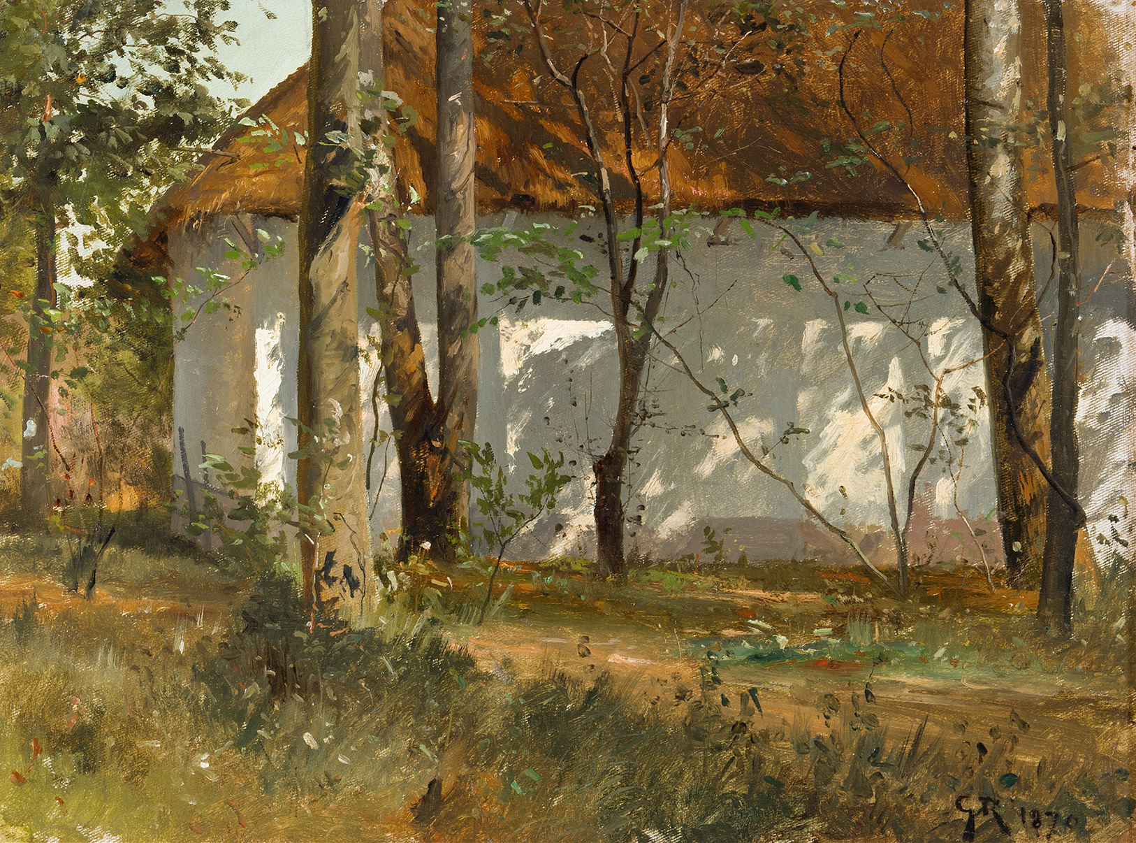 A barn in a rural landscape, oil painting by Gustaf Rydberg