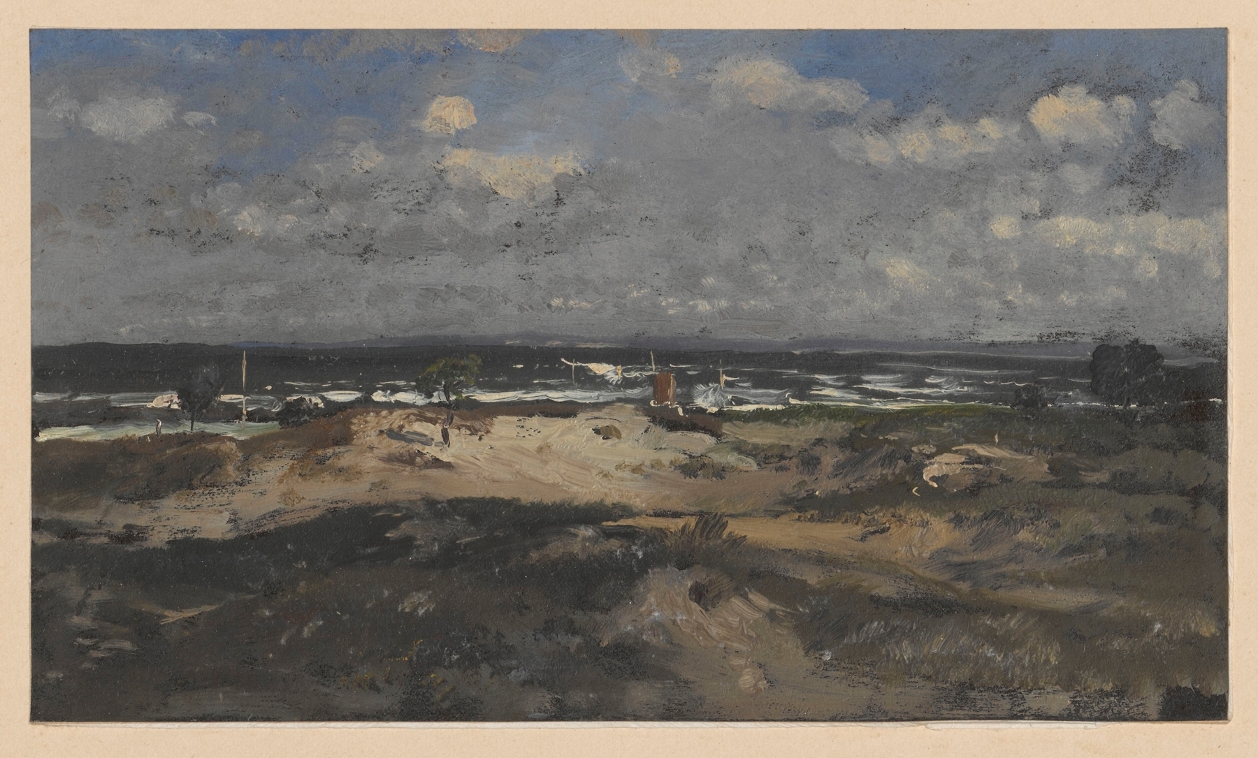 Seashore in Ahlbeck by Adolf Dressler, Romanticism, depicting waves and horizon