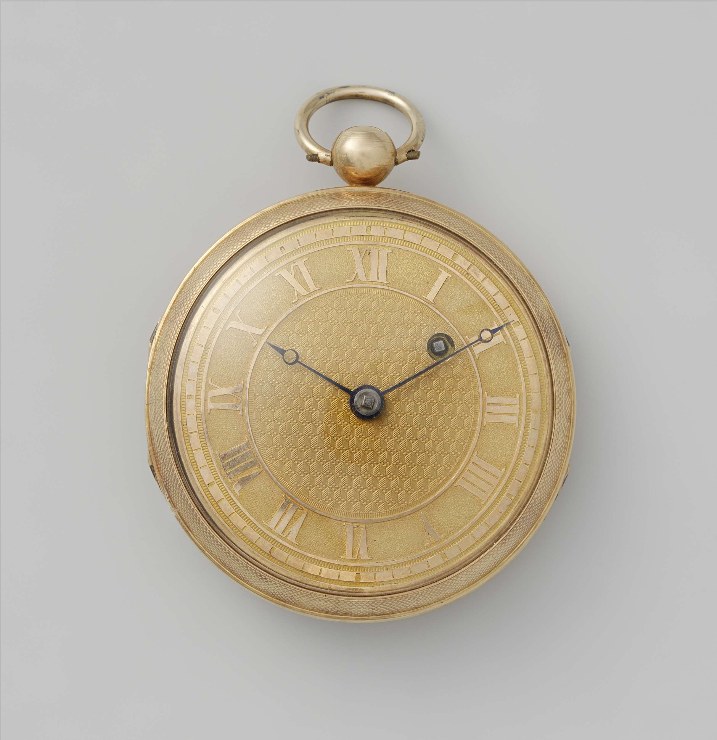 Engraving by Unknown Artist depicting a timepiece symbolizing silence and tension.