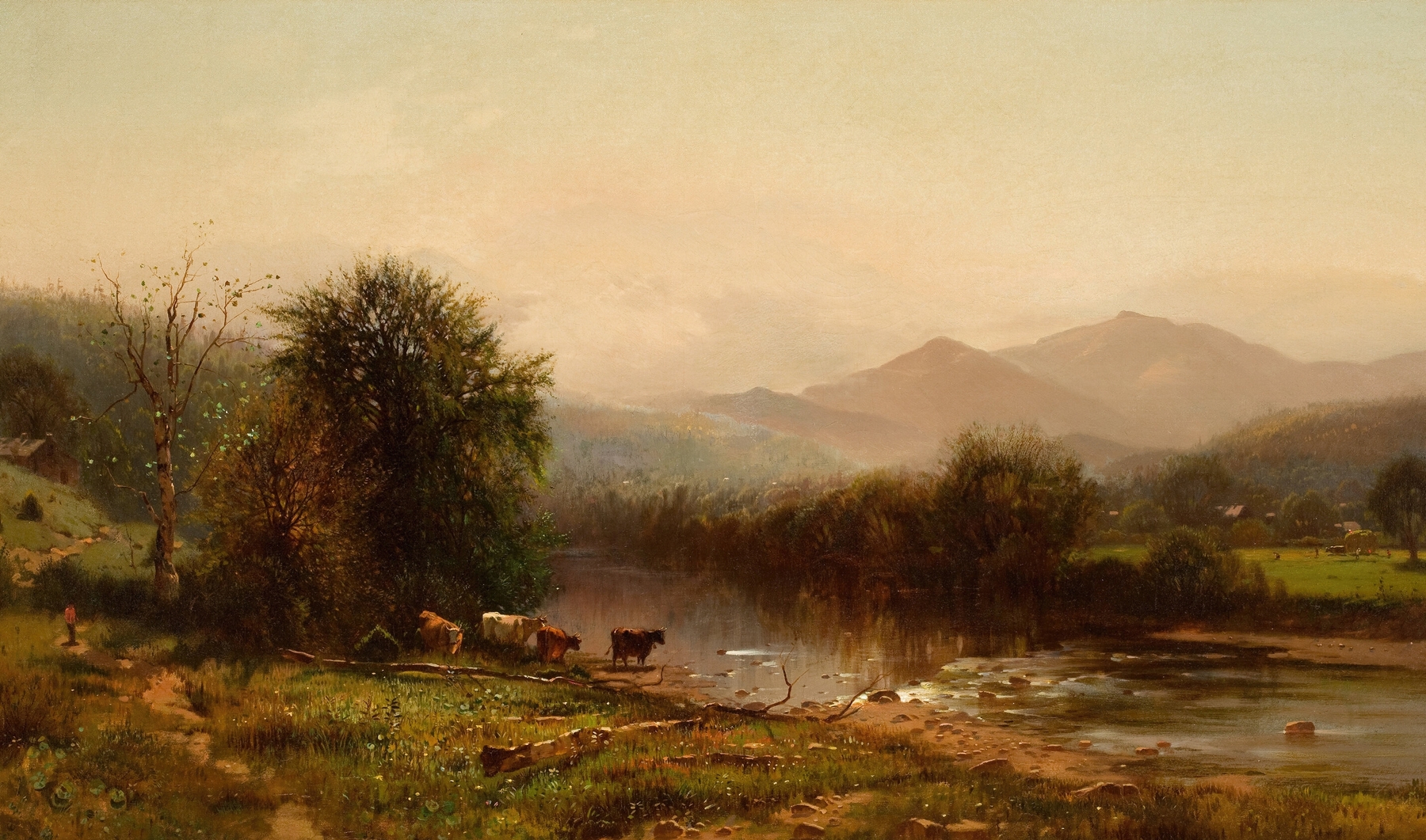 Berkshire Landscape by Arthur Parton, oil on canvas depicting rolling hills and a tranquil sky