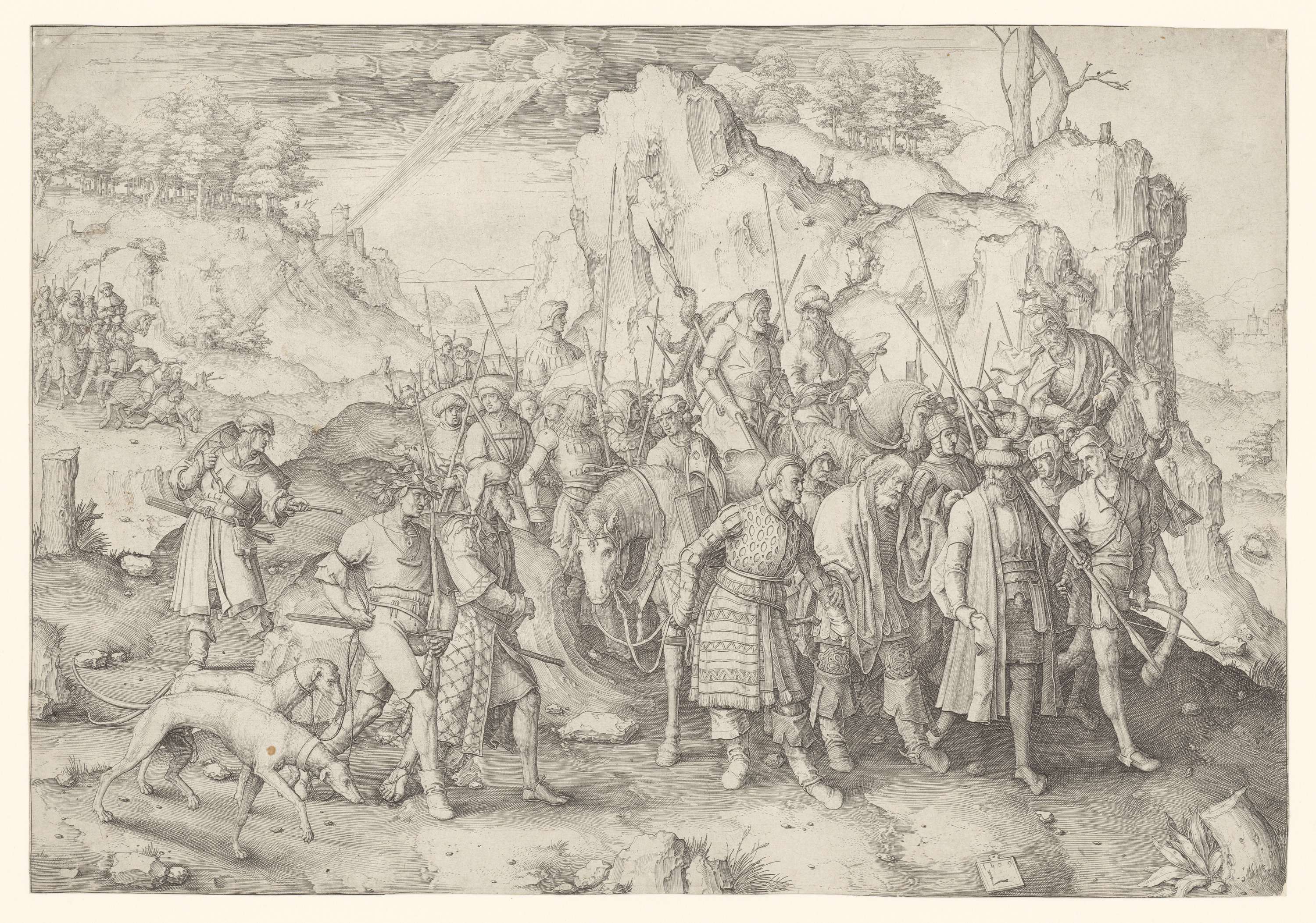 De bekering van Paulus, by Lucas van Leyden, public domain