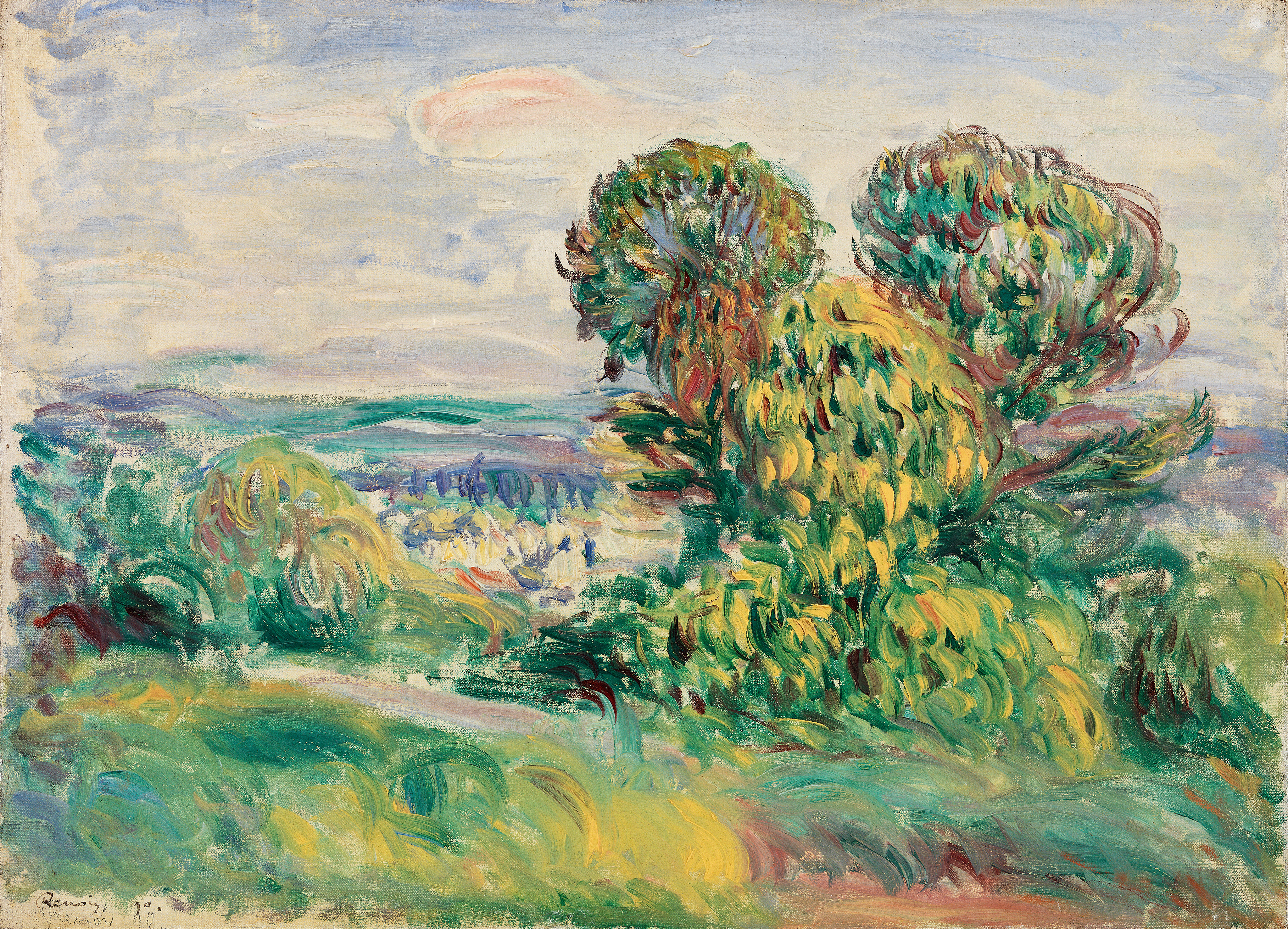 Landscape, by Pierre-Auguste Renoir, public domain