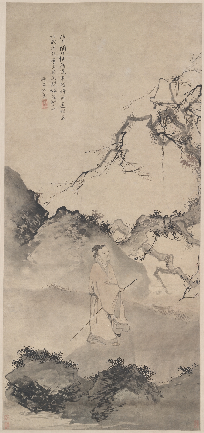 The Poet Lin Bu Wandering in the Moonlight, by Du Jin, public domain