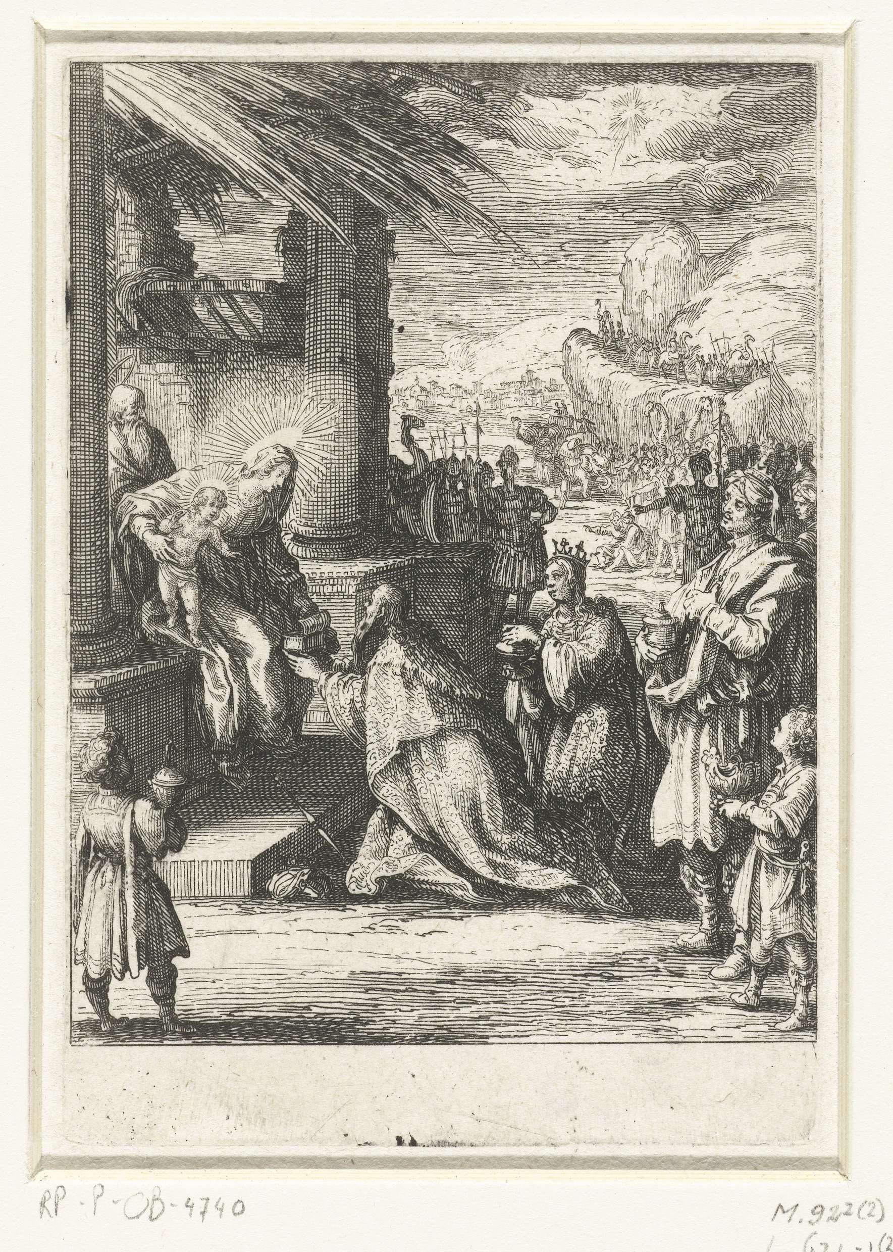 Aanbidding door de koningen, by Jacques Callot, public domain