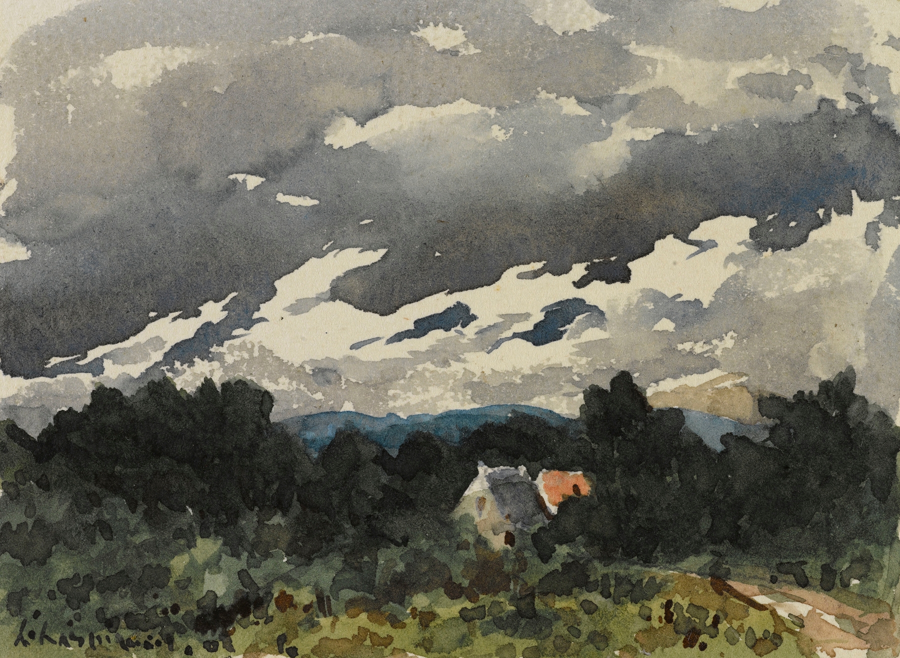 Paysage nuageux au crépuscule, by Henri-Joseph Harpignies, public domain
