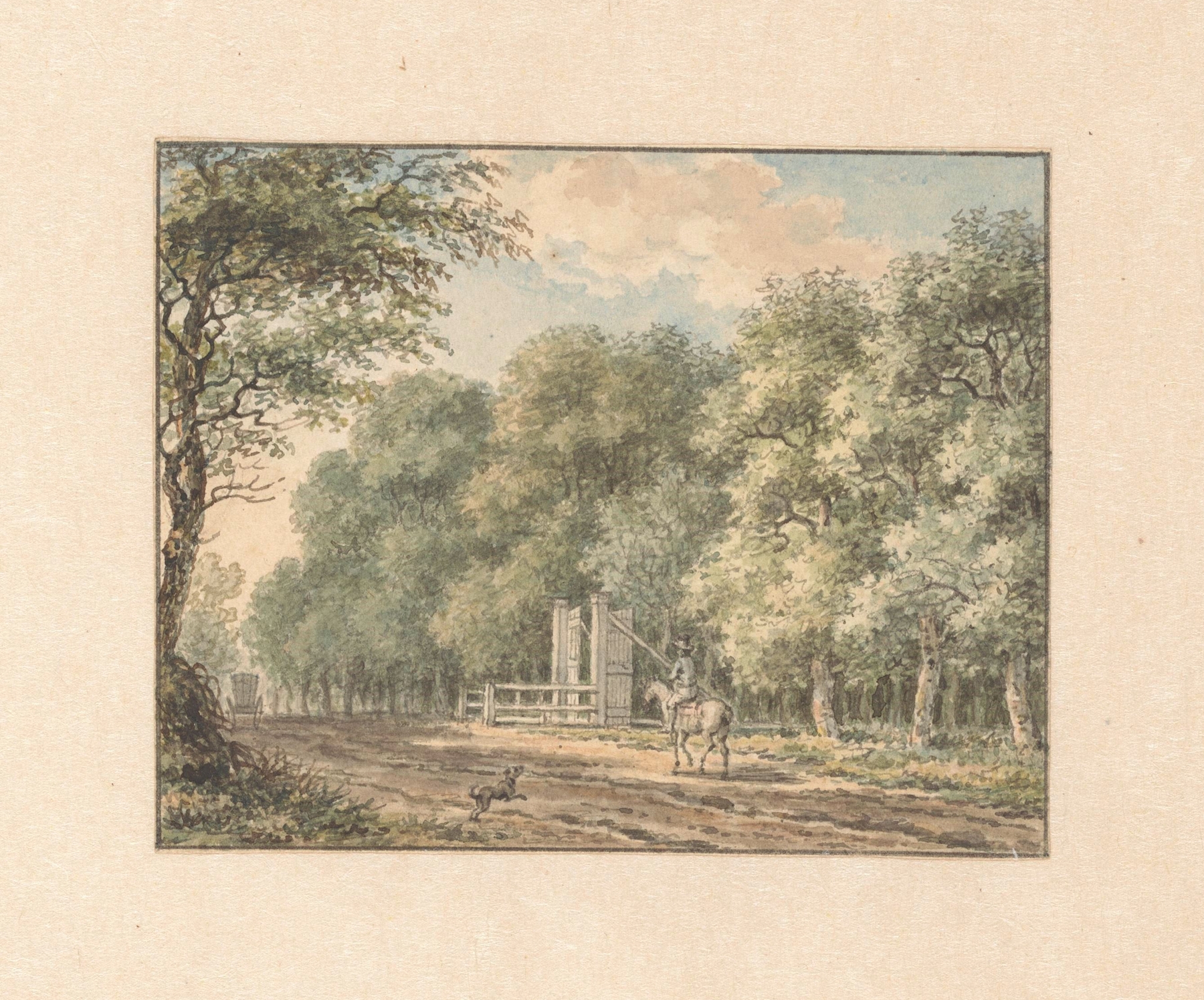 Landscape oil painting by Jan Evert Grave depicting a traveler on Amstelveense Weg