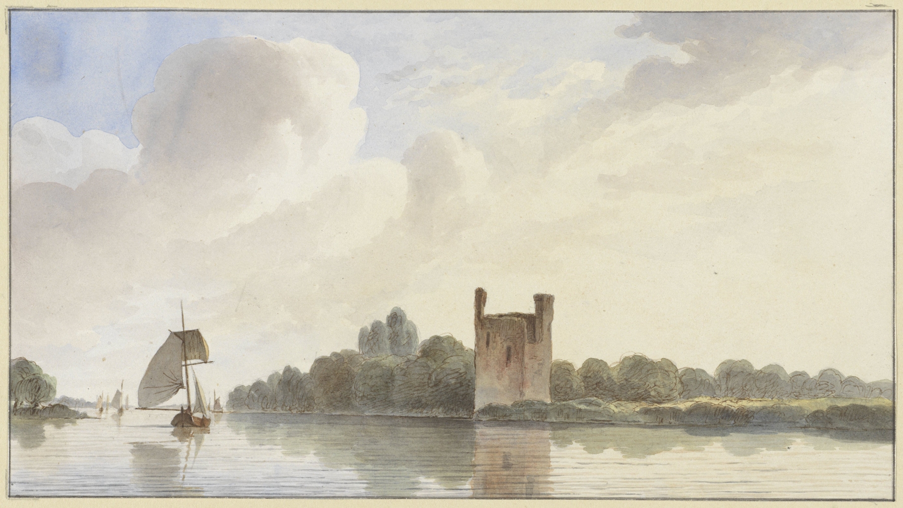 Ruïne van Huis te Merwede bij Dordrecht aan de Maas, by Hendrik Abraham Klinkhamer, public domain