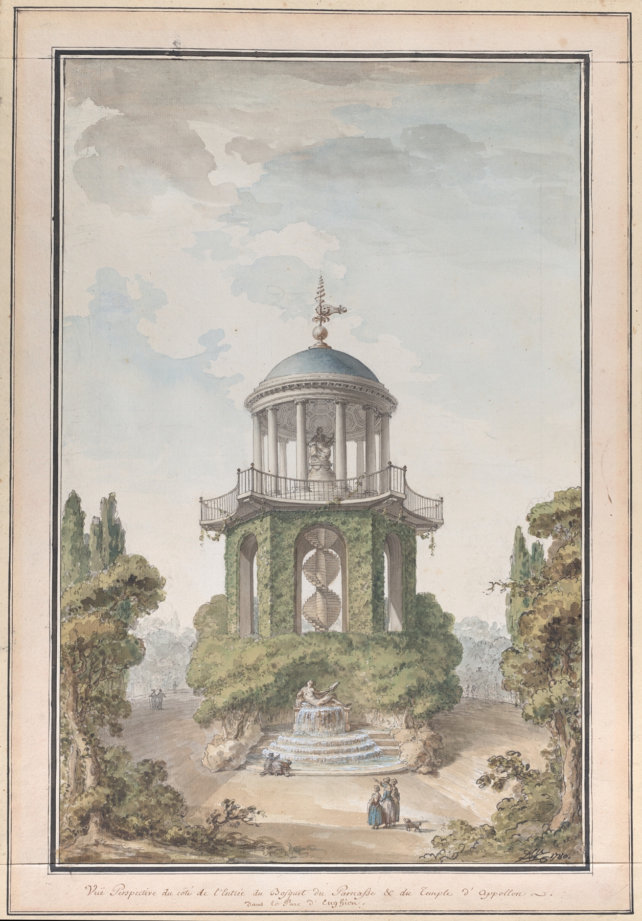 Design for the Temple of Apollo in the Gardens of the Chateau d’Enghien, Belgium, by Charles de Wailly, public domain