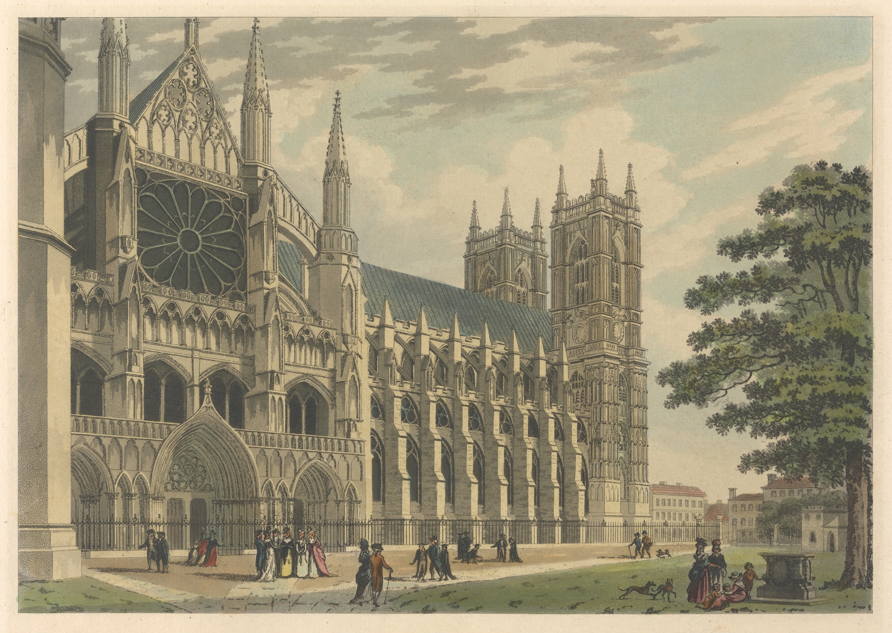 North Front of Westminster Abbey, by Thomas Malton, public domain