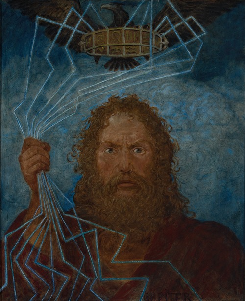 Jupiter (Donar) by Hans Thoma depicts the mythological god in a dramatic setting.
