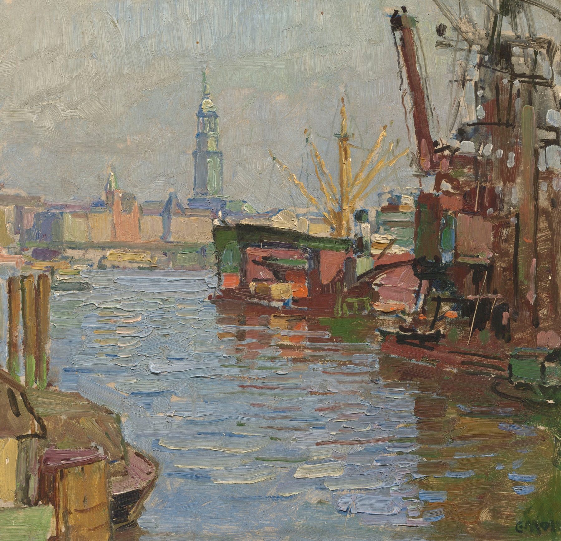 Der Hamburger Hafen, by Carl Moll, public domain