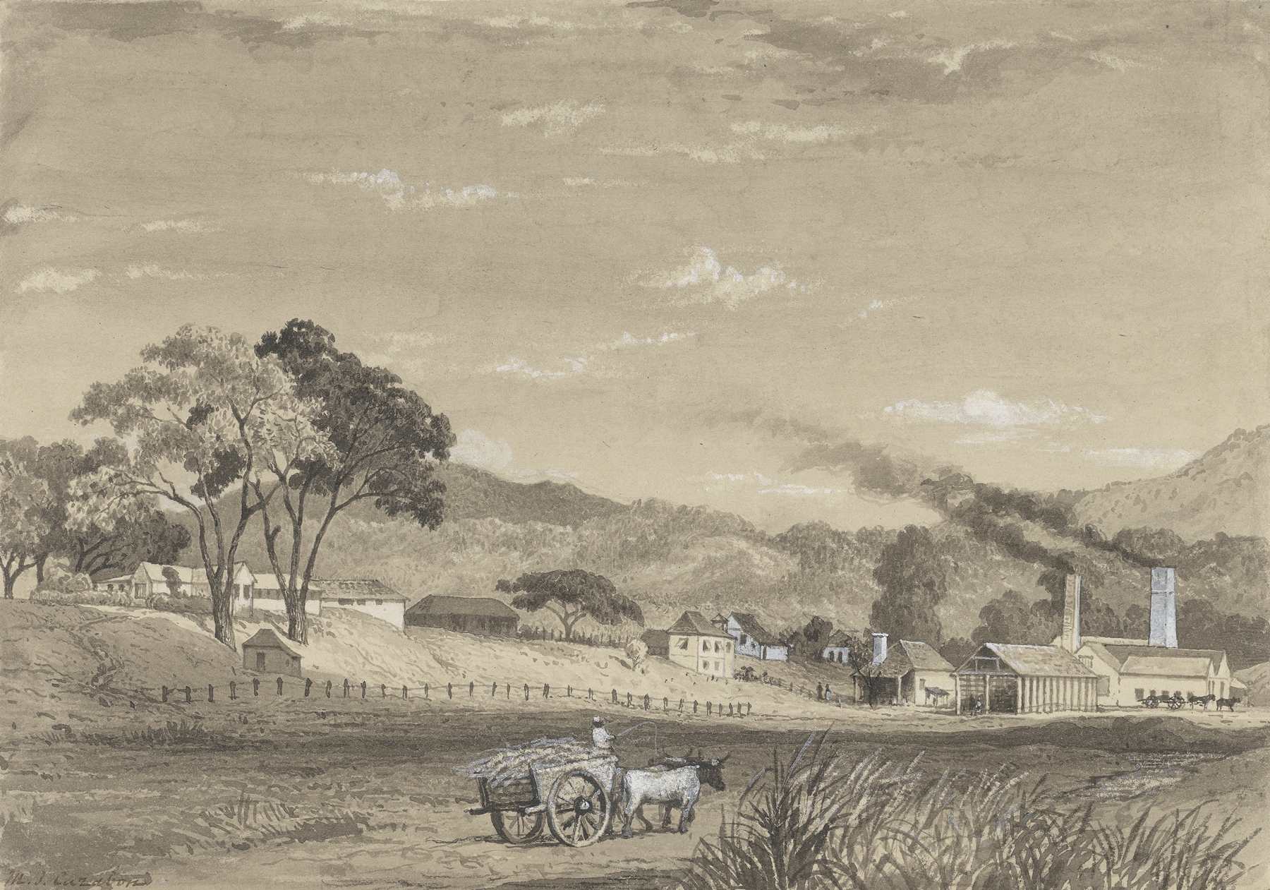 Garden Estate, Arouca by Michel Jean Cazabon, depicting a landscape with a figure among trees and sunlight.
