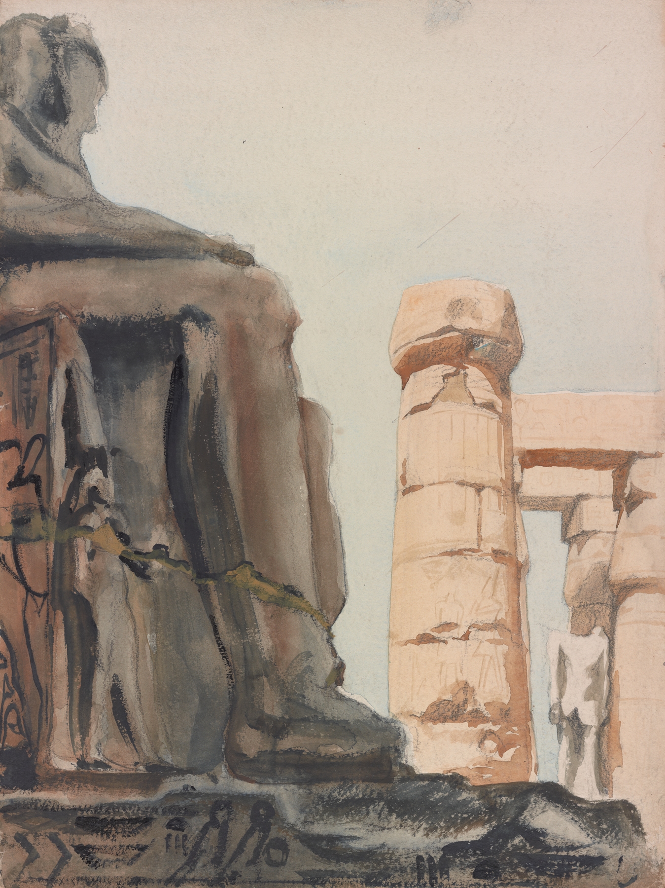 Temple of Luxor by Victor Alfred Lundy, modernism, architecture, oil painting