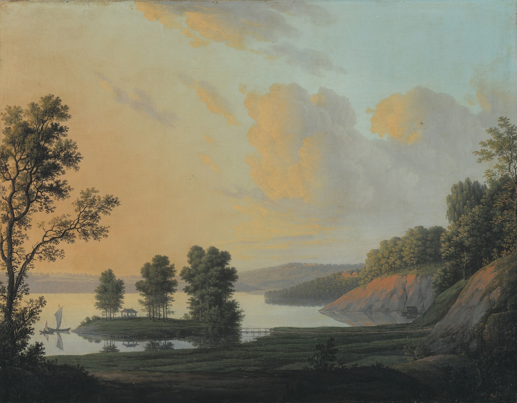 View of the Manor of Dronninggaard across Lake Fure, oil on canvas by Erik Pauelsen