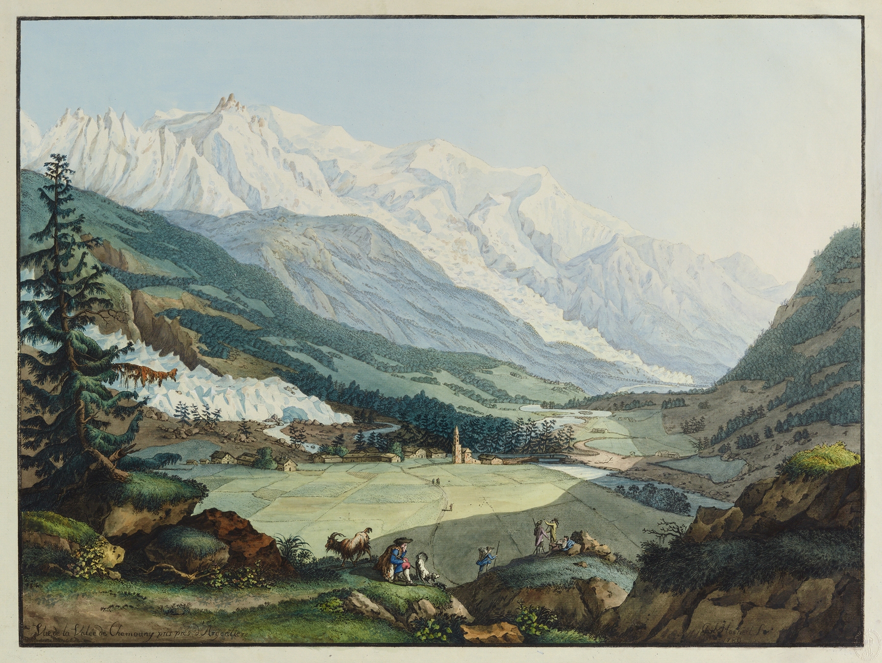 Vue de la Valée de Chamouny pris prés d’Argentiere, by Carl Ludwig Hackert, public domain