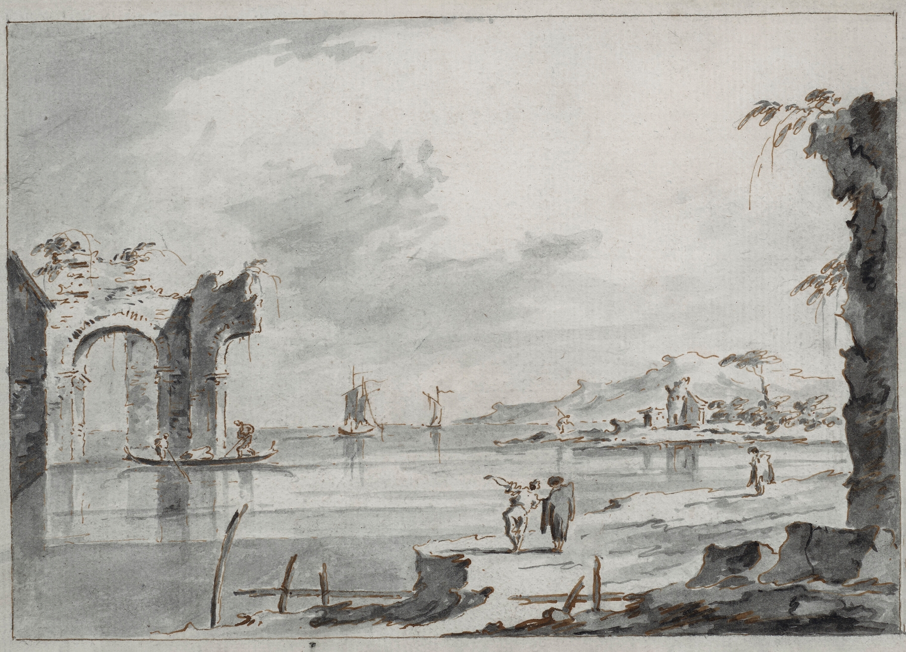 The Venetian lagoon with ruins and figures, by Giacomo Guardi, public domain