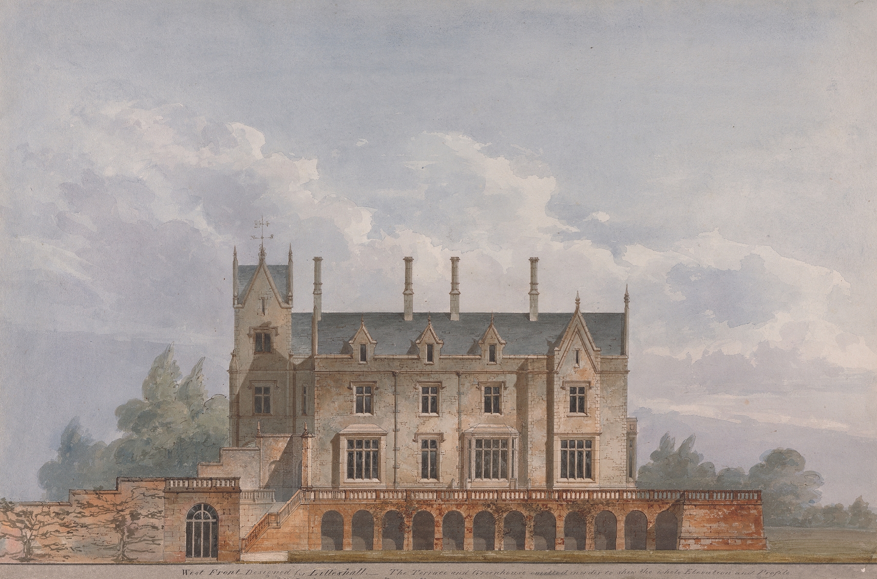 Architectural façade of Lilleshall, Shropshire by Sir Jeffry Wyatville, Gothic style