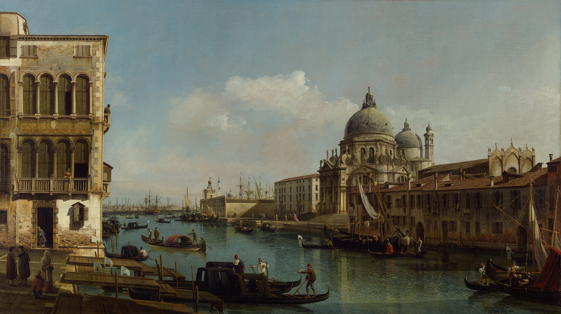 View of the Grand Canal; Santa Maria della Salute and the Dogana from Campo Santa Maria Zobenigo, by Bernardo Bellotto, public domain