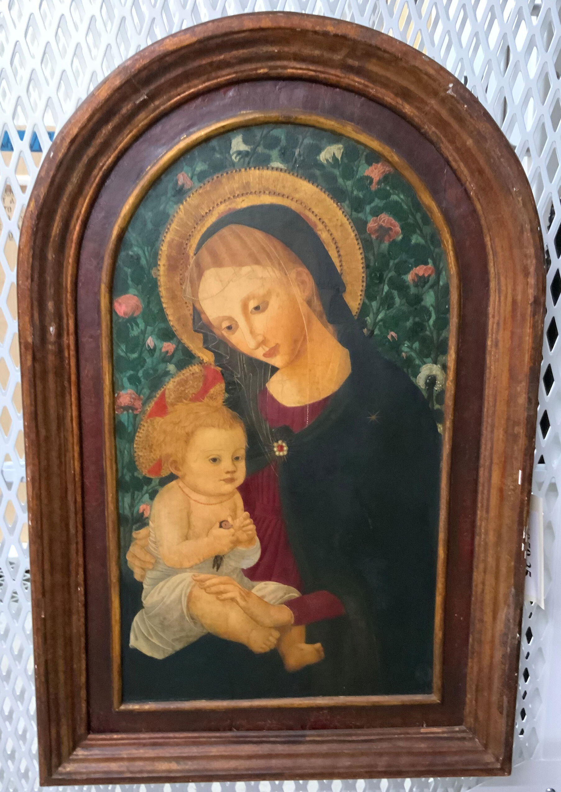 Renaissance wood artwork by Pseudo Pier Francesco Fiorentino depicting Madonna and Child