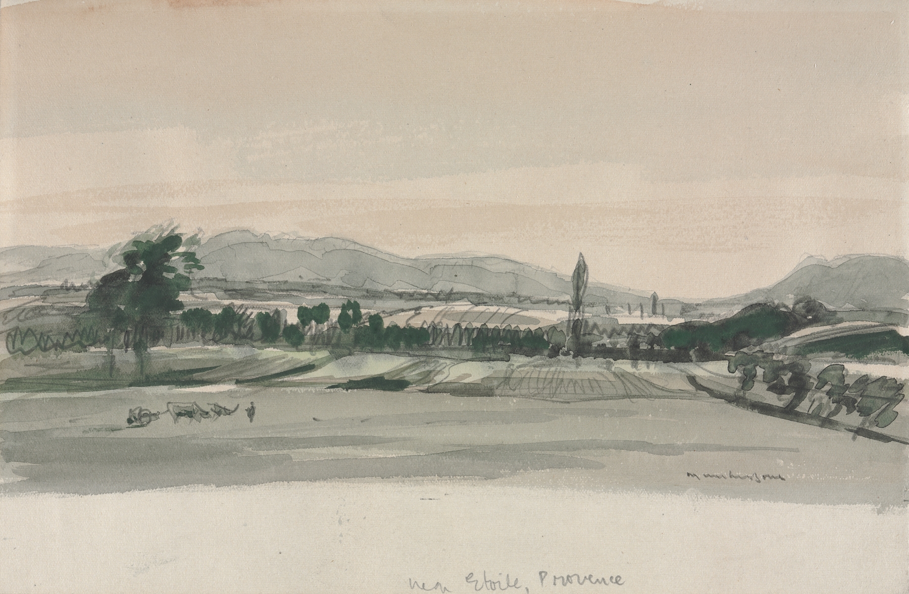 Near Étoile, Provence, by Muirhead Bone, public domain