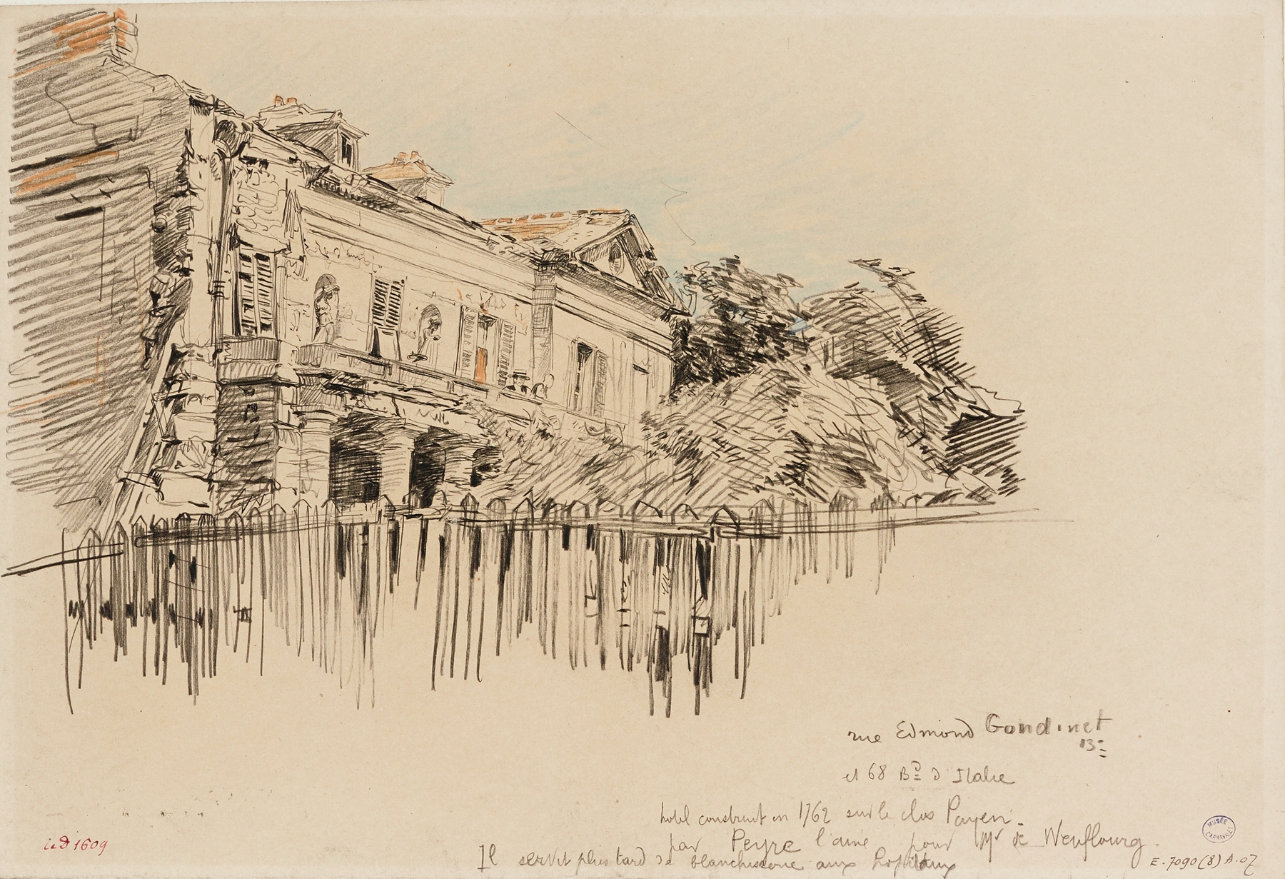 Architecture at dusk in La folie Neufbourg by Charles Jouas, Impressionism