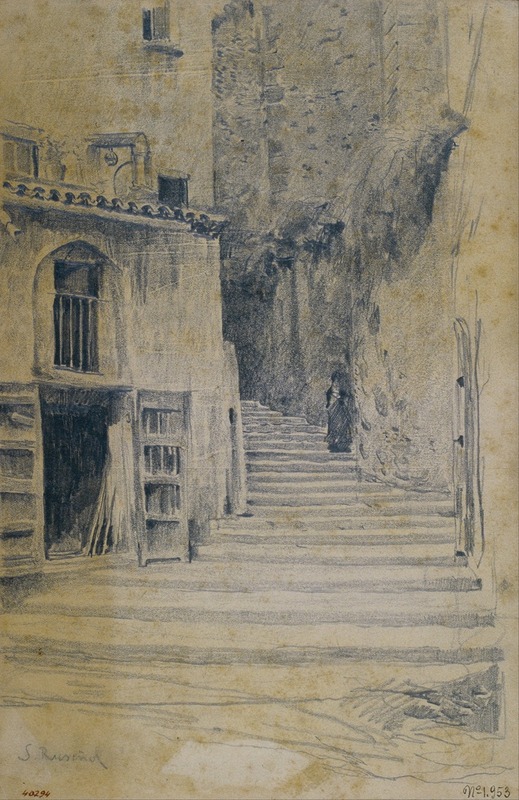 A vibrant depiction of a village street in Granada by Santiago Rusiñol.