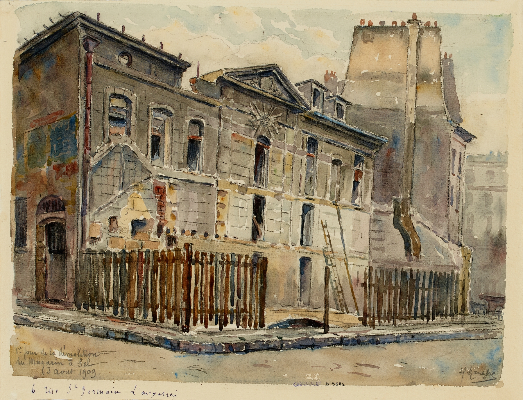Oil on canvas by Georges-Henri Manesse depicting a building's demolition.