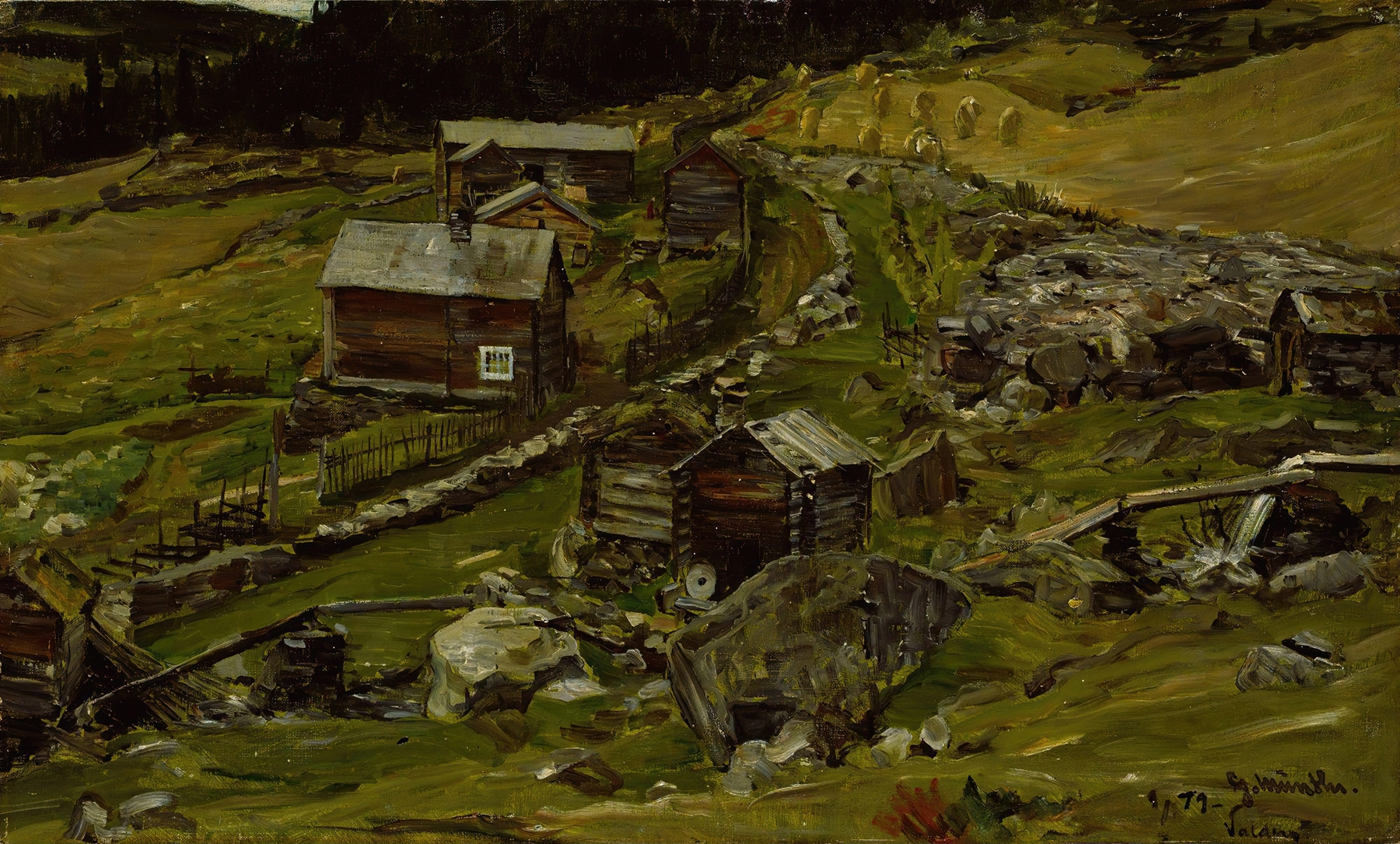 Farm in Valdres, by Gerhard Munthe, public domain