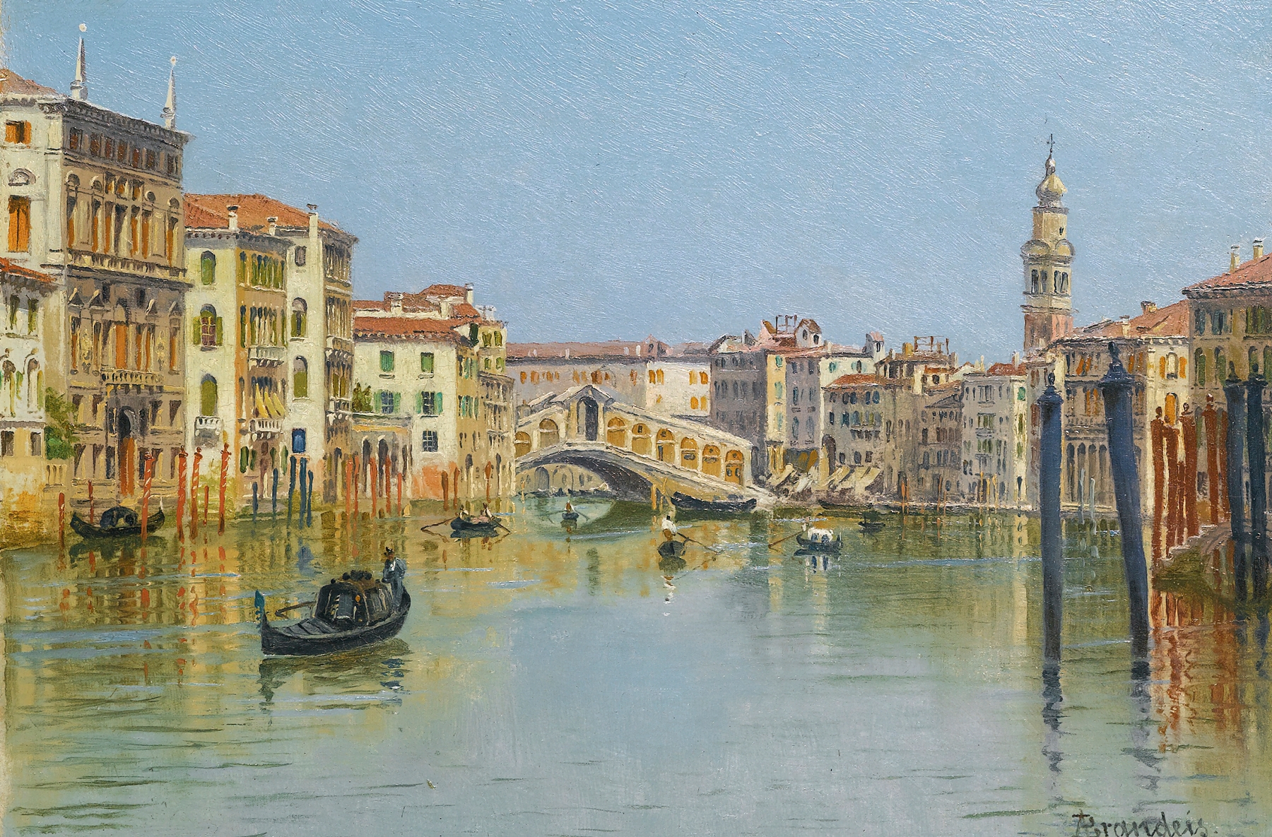 Rialto Bridge in Venice, oil on canvas by Antonietta Brandeis