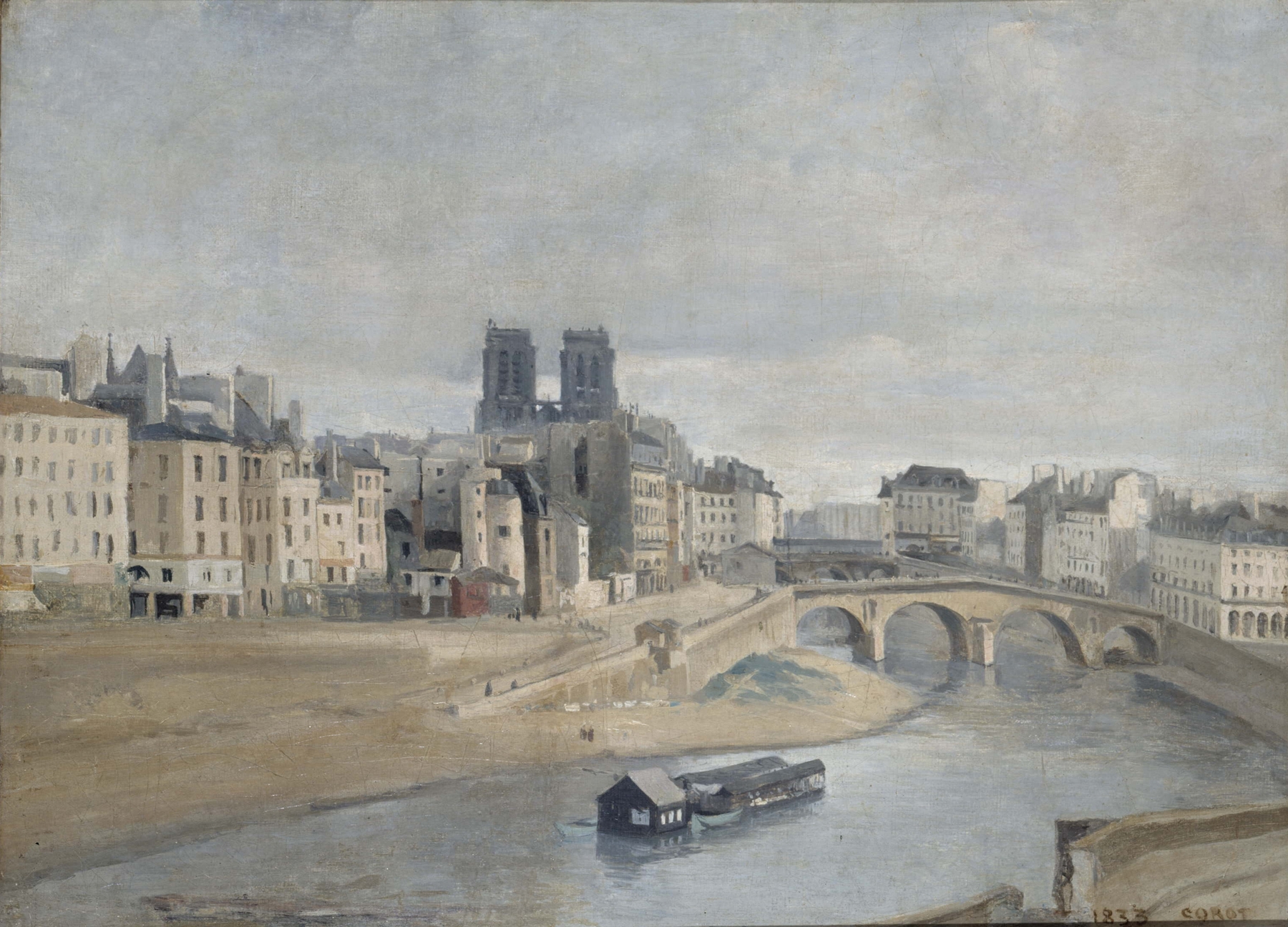 Le Quai des Orfèvres et le Pont Saint Michel, by Jean-Baptiste-Camille Corot, public domain