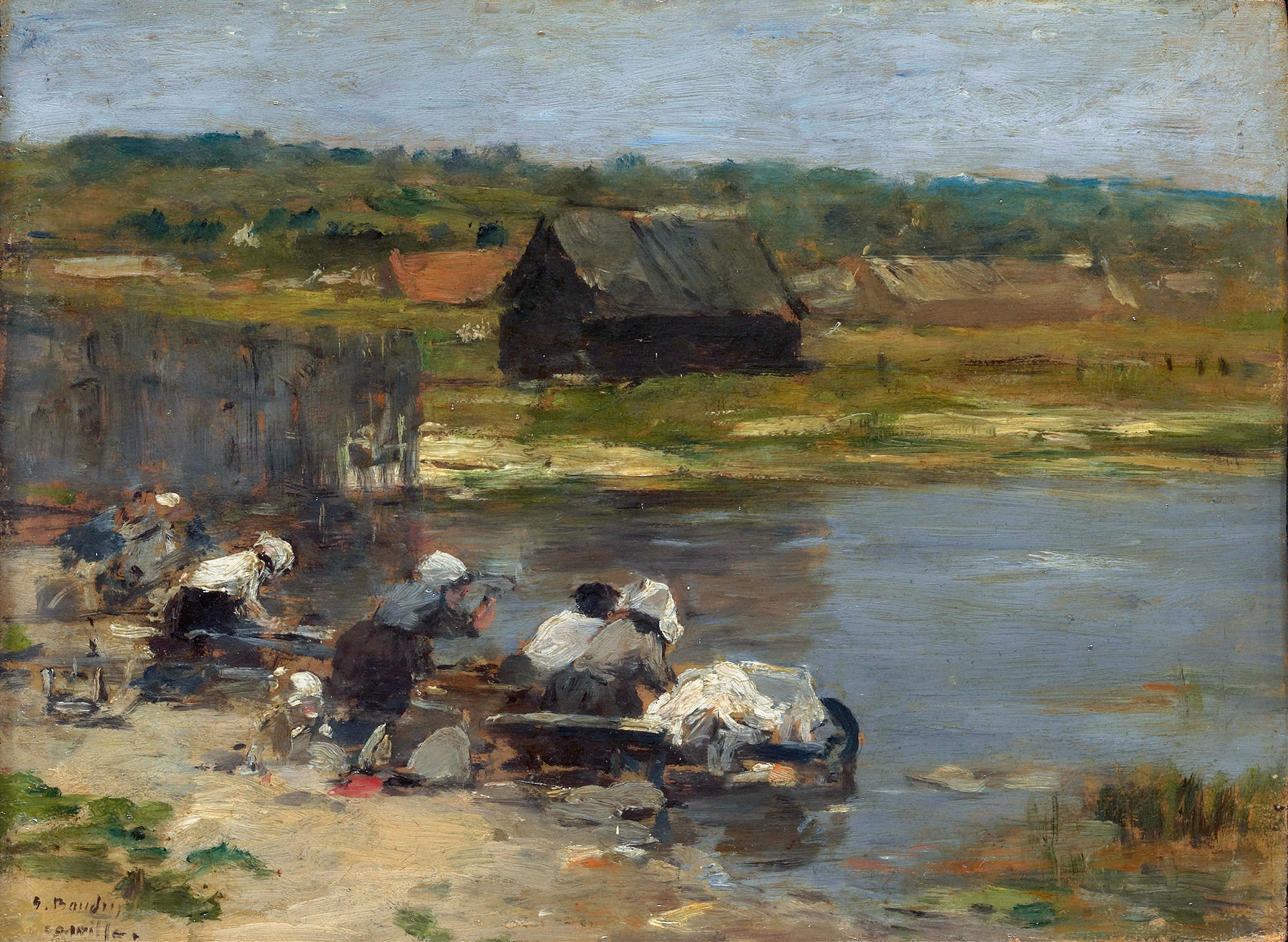 Washerwomen at the Edge of the Pond, oil on canvas by Eugène Boudin