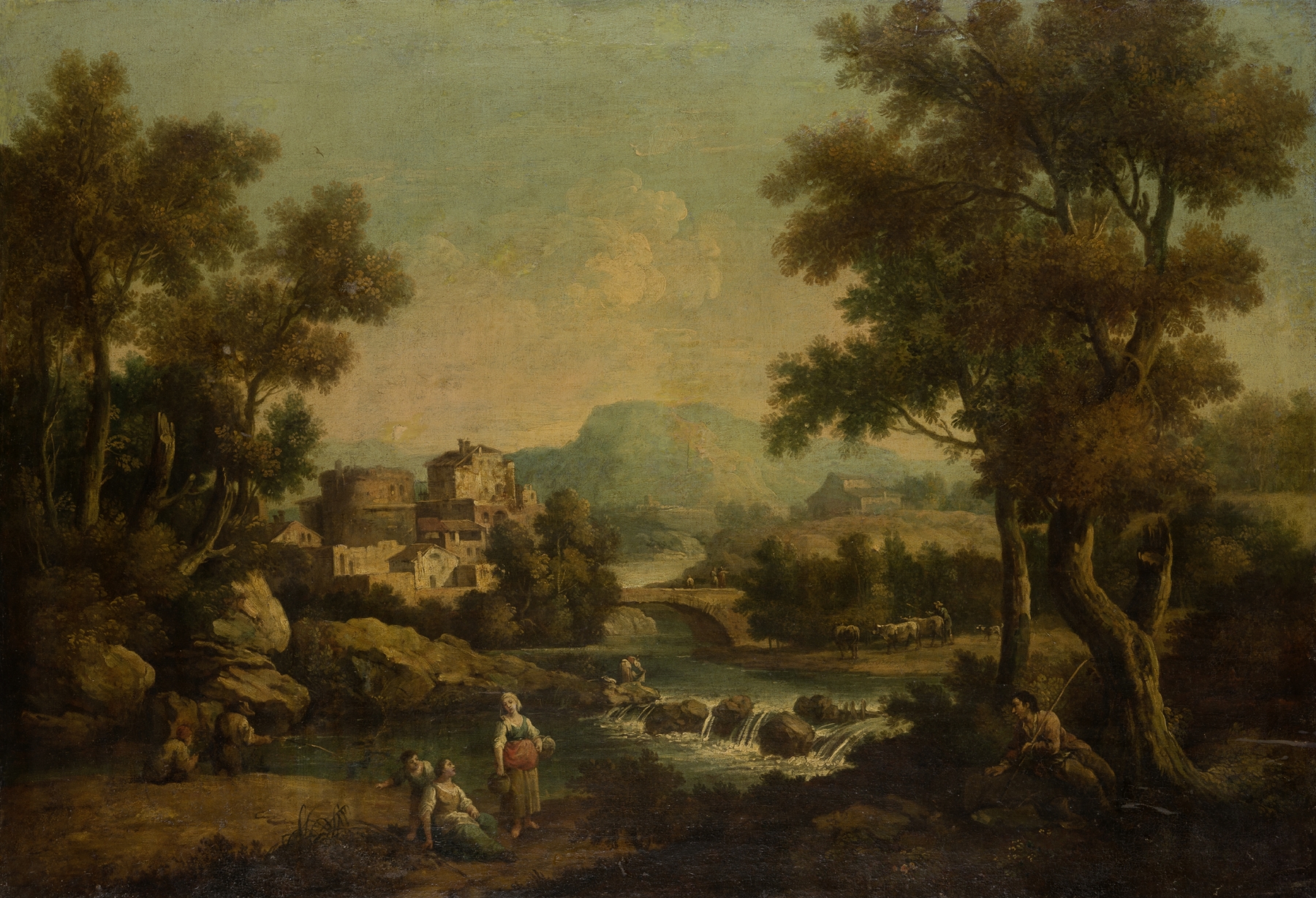 Italian landscape with a mountain stream, oil on canvas by Francesco Zuccarelli