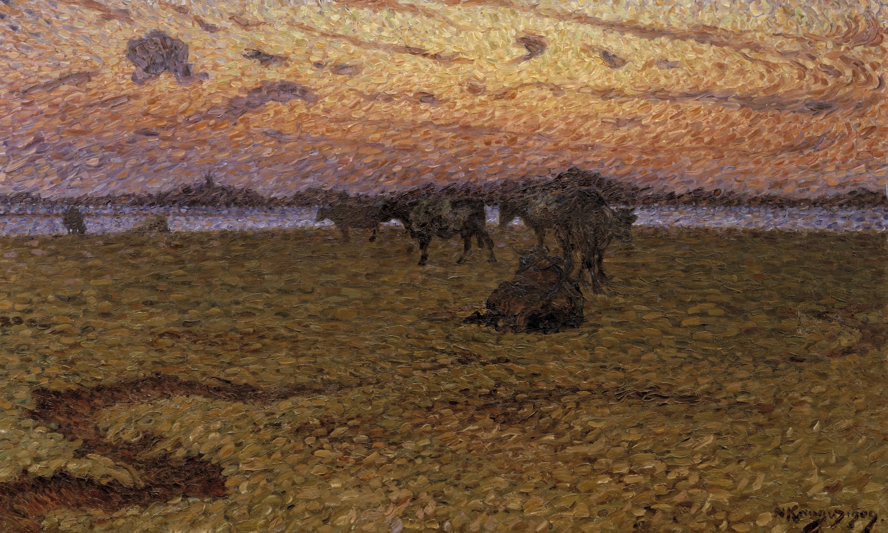 Cows on the Beach by Nils Kreuger, Impressionism, landscape